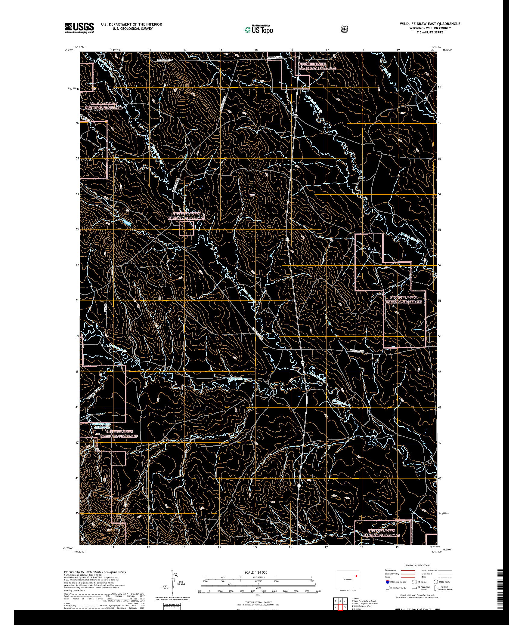 USGS US TOPO 7.5-MINUTE MAP FOR WILDLIFE DRAW EAST, WY 2021