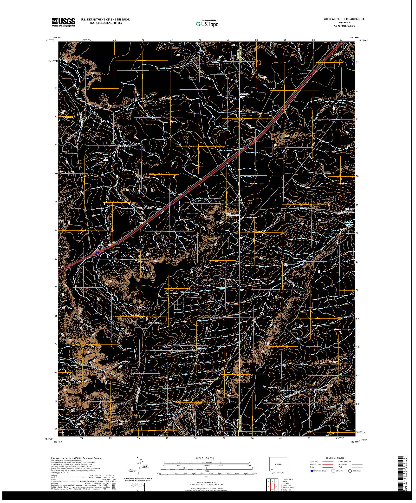 USGS US TOPO 7.5-MINUTE MAP FOR WILDCAT BUTTE, WY 2021