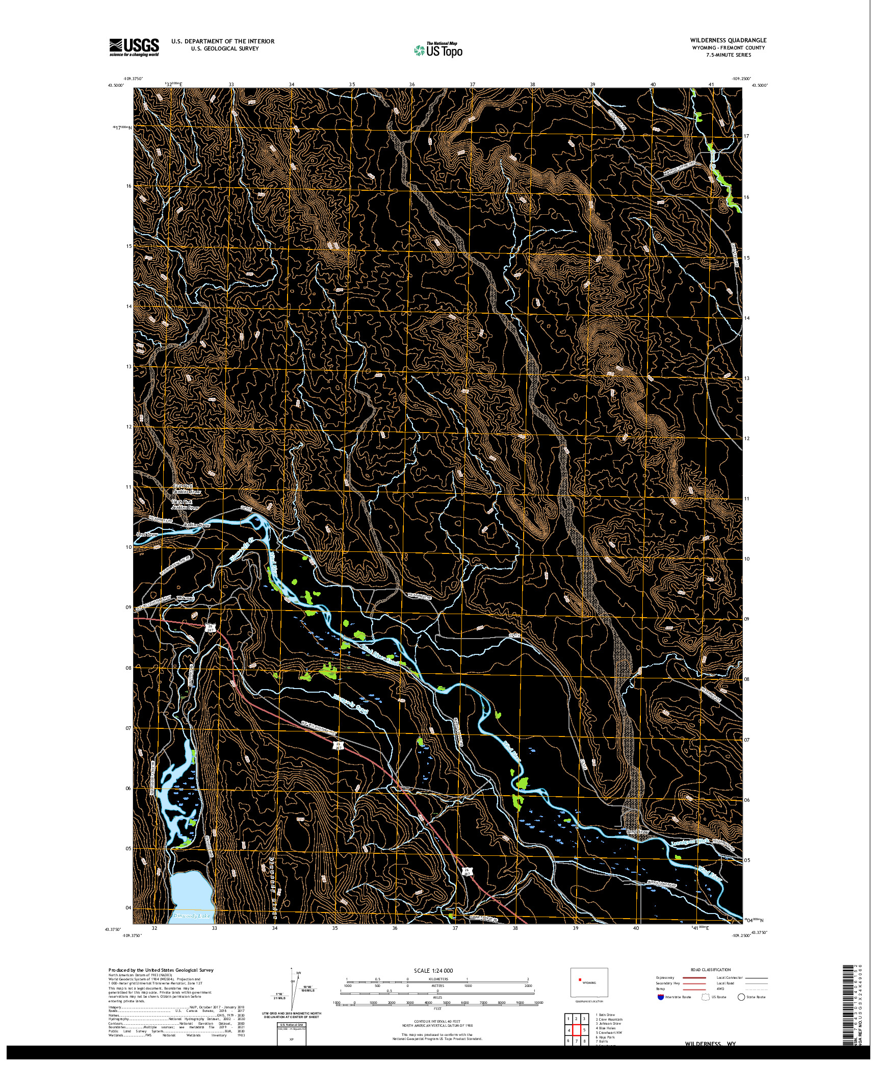 USGS US TOPO 7.5-MINUTE MAP FOR WILDERNESS, WY 2021