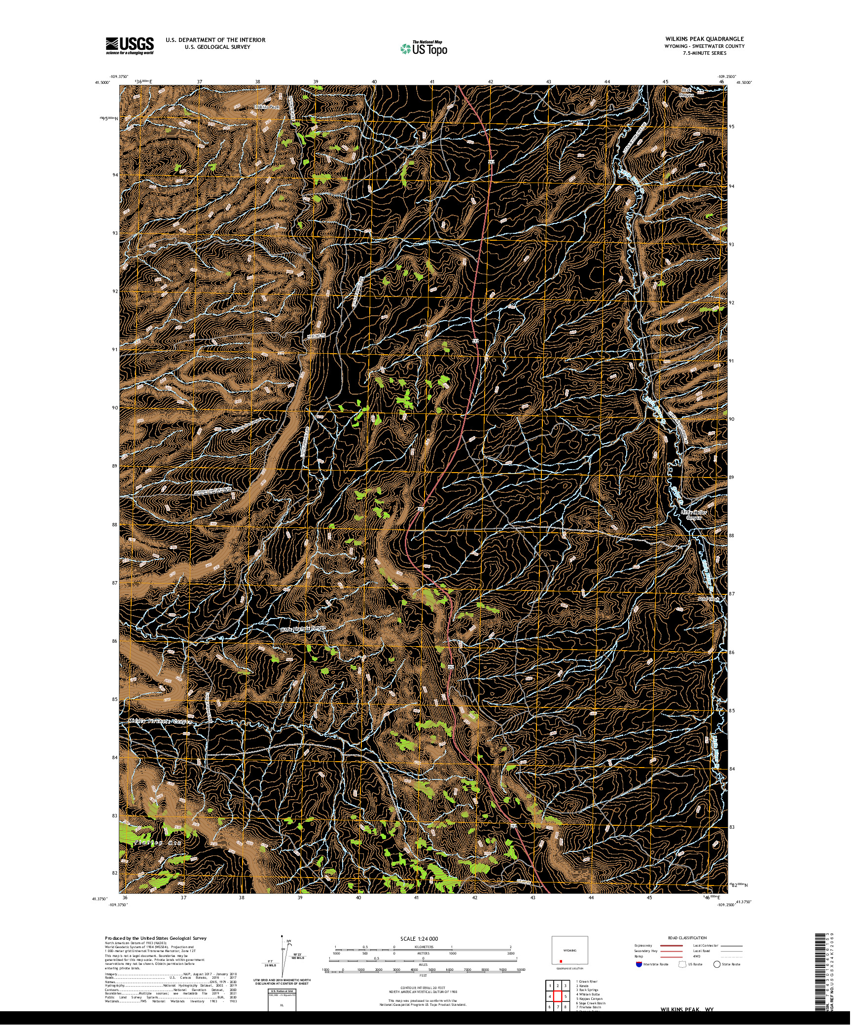USGS US TOPO 7.5-MINUTE MAP FOR WILKINS PEAK, WY 2021