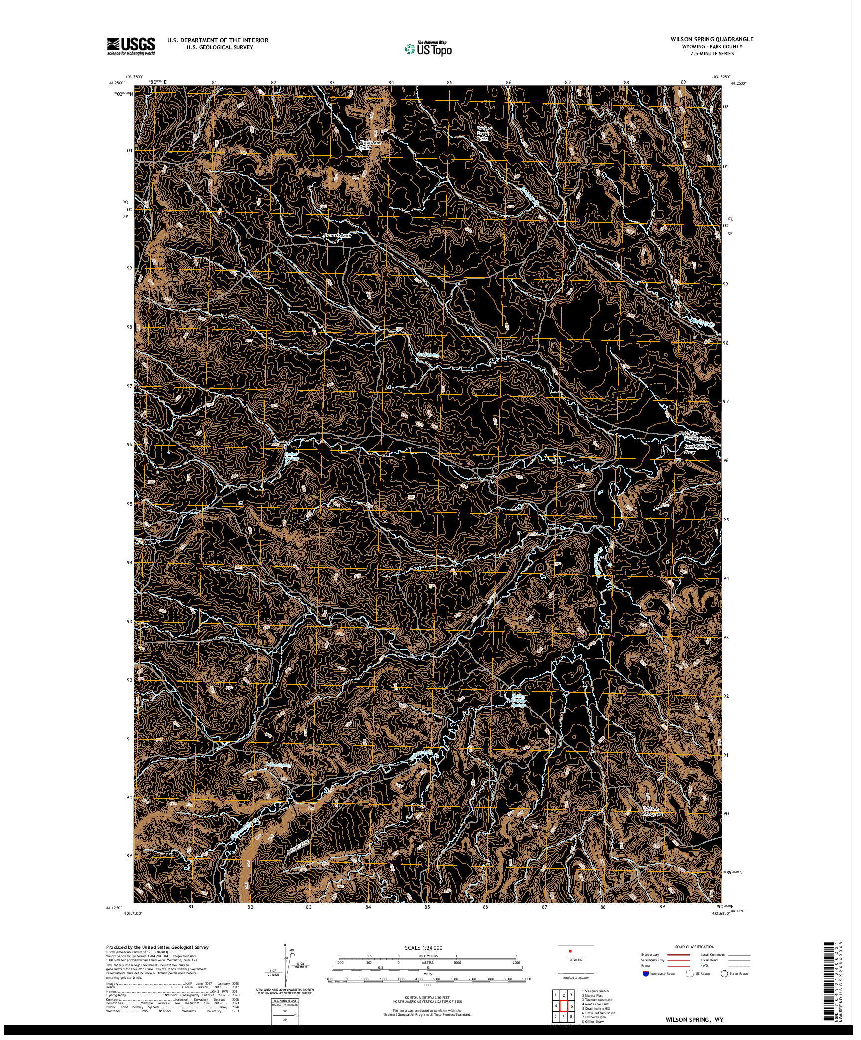 USGS US TOPO 7.5-MINUTE MAP FOR WILSON SPRING, WY 2021