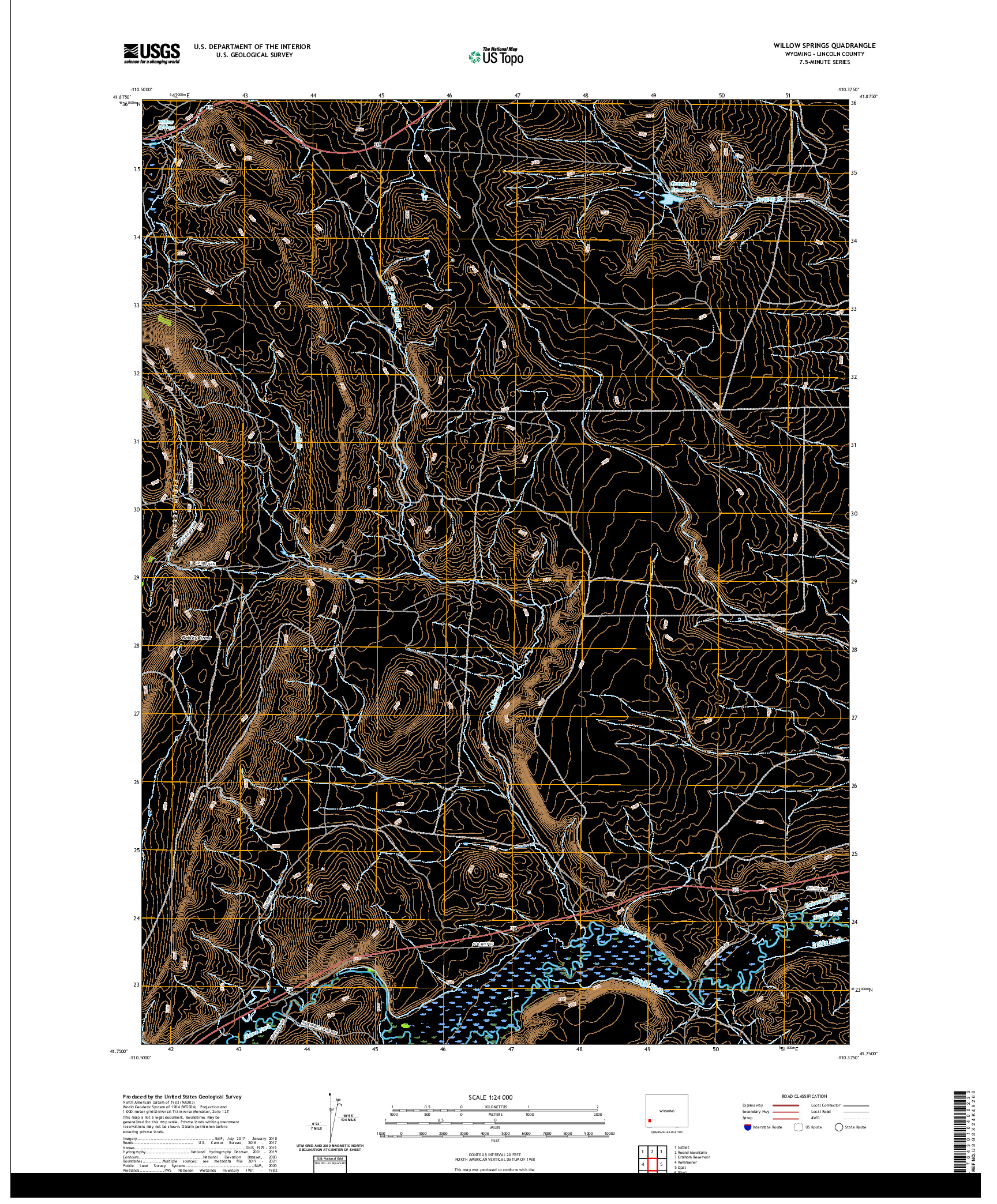USGS US TOPO 7.5-MINUTE MAP FOR WILLOW SPRINGS, WY 2021