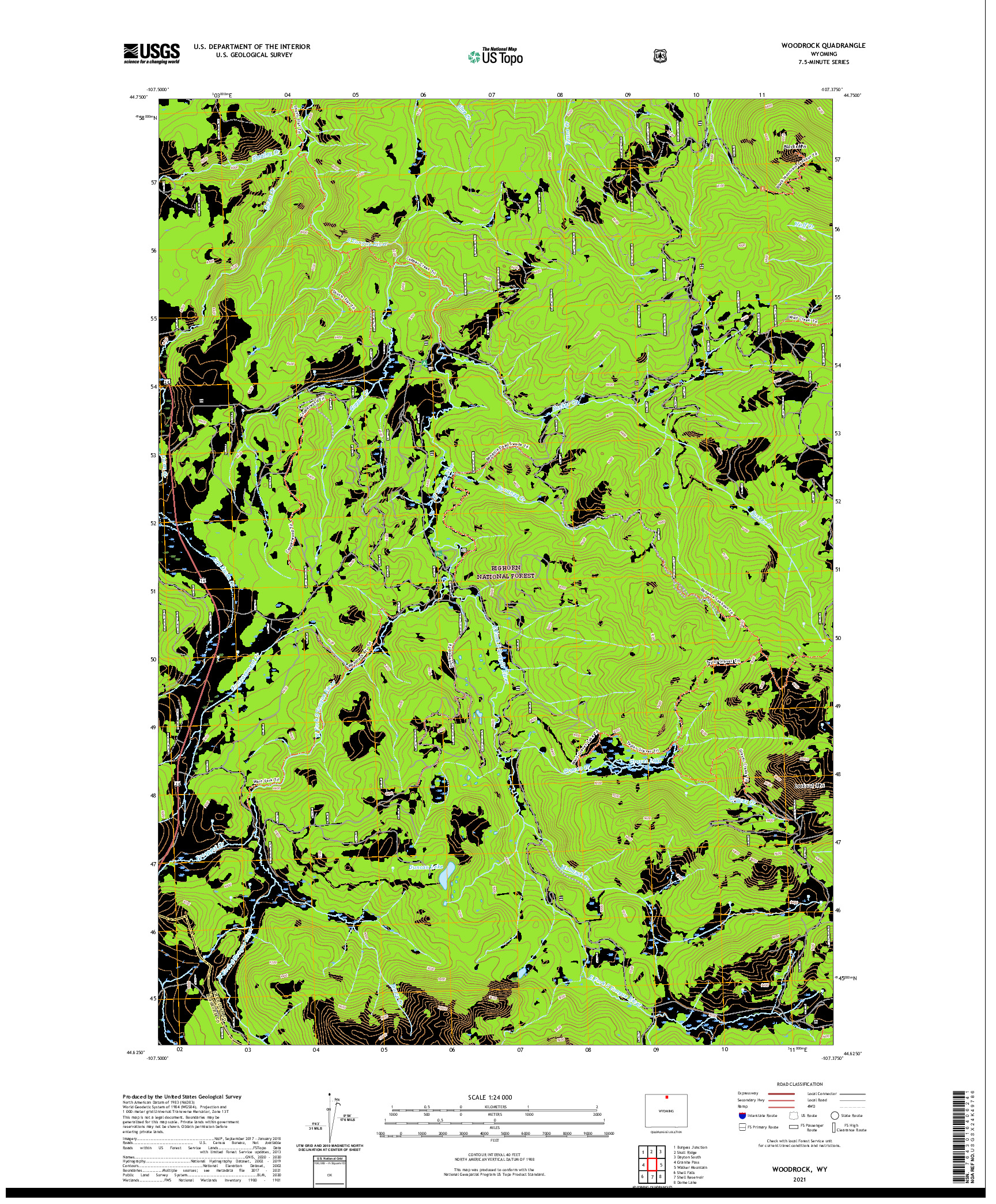 USGS US TOPO 7.5-MINUTE MAP FOR WOODROCK, WY 2021
