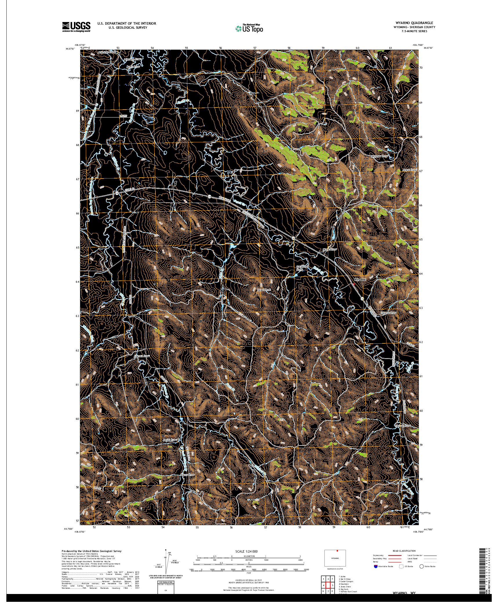 US TOPO 7.5-MINUTE MAP FOR WYARNO, WY