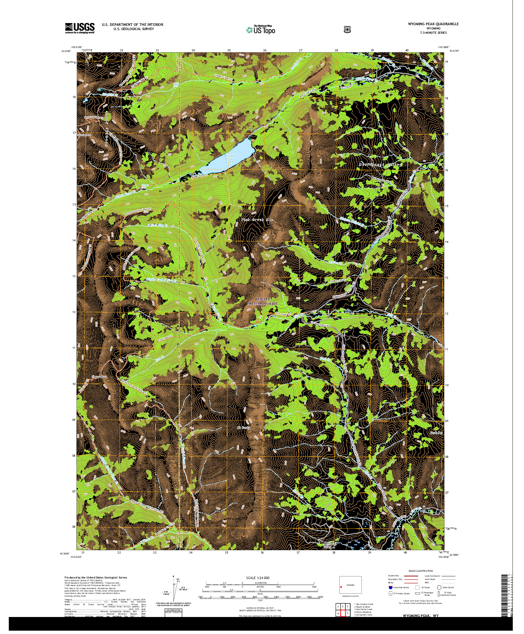 USGS US TOPO 7.5-MINUTE MAP FOR WYOMING PEAK, WY 2021