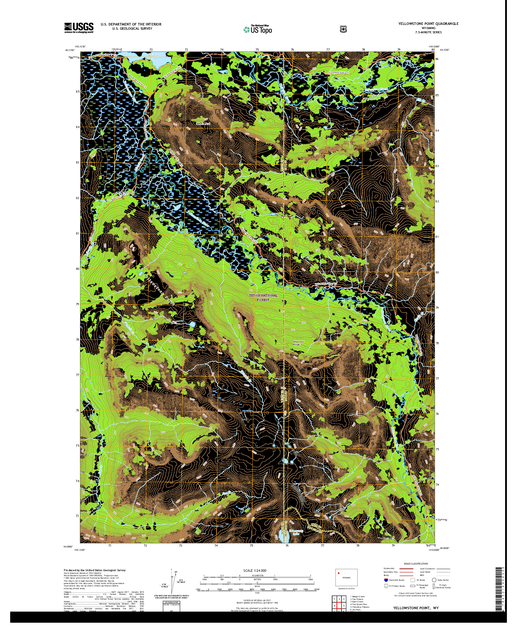 USGS US TOPO 7.5-MINUTE MAP FOR YELLOWSTONE POINT, WY 2021