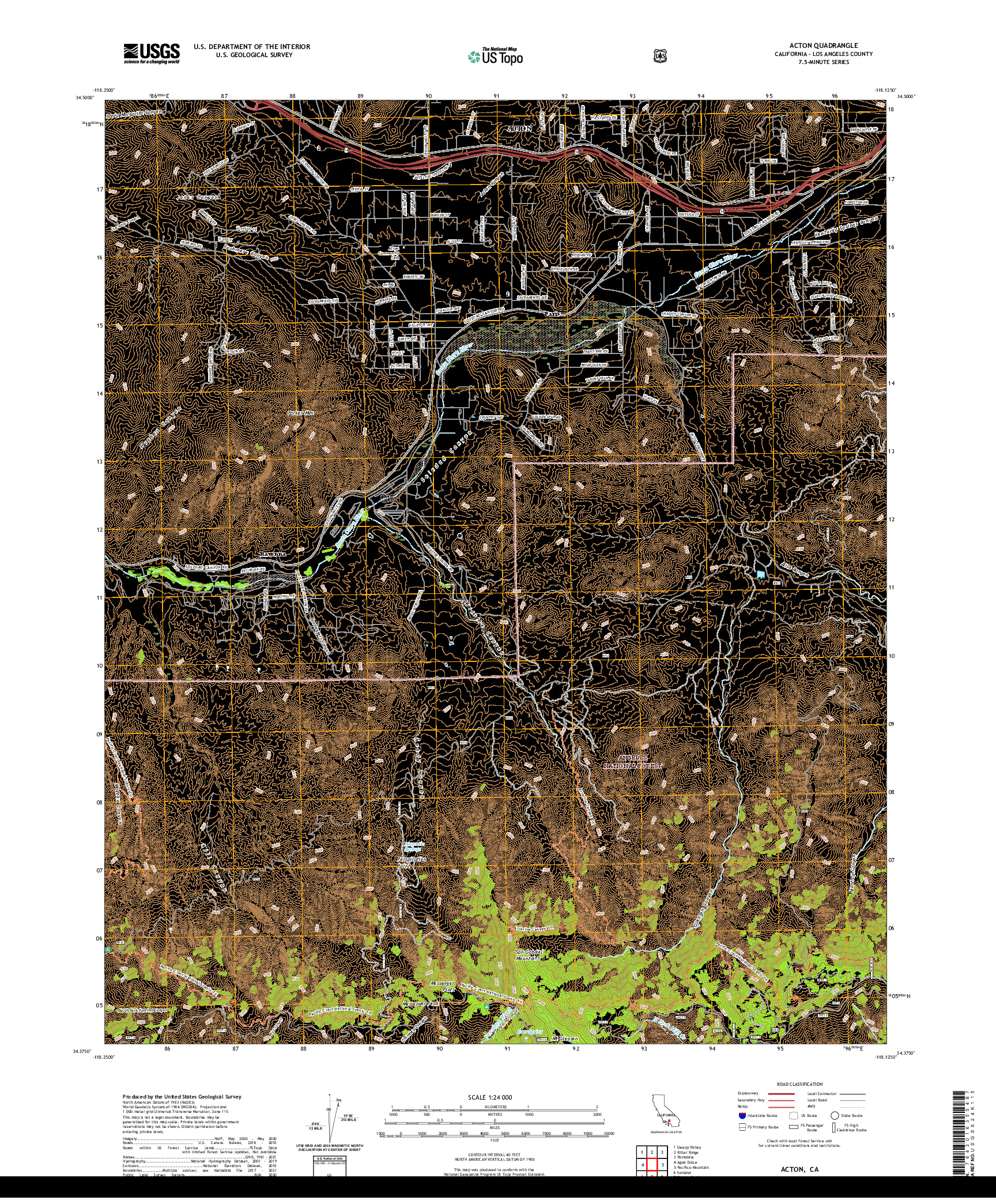 US TOPO 7.5-MINUTE MAP FOR ACTON, CA