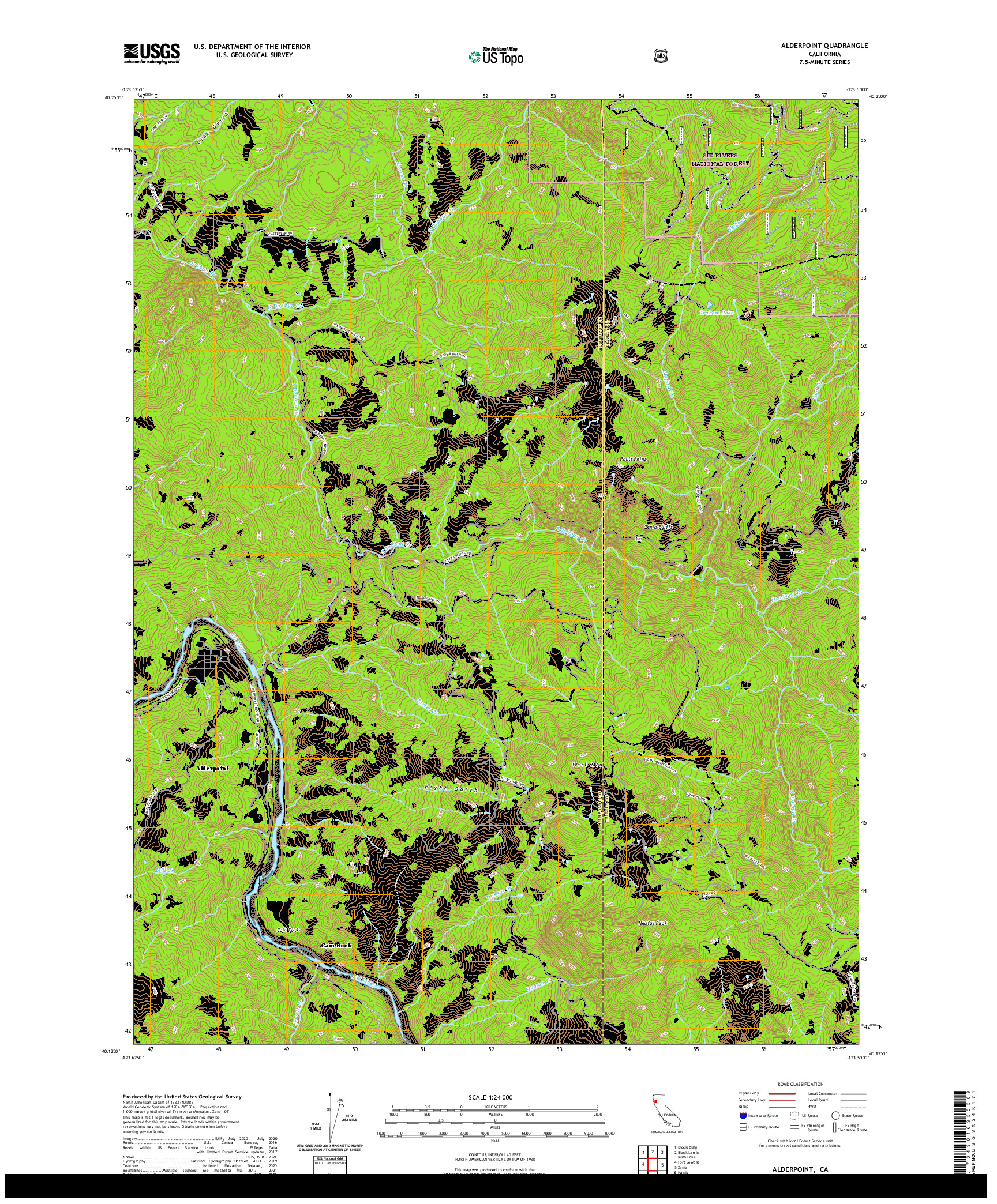 US TOPO 7.5-MINUTE MAP FOR ALDERPOINT, CA