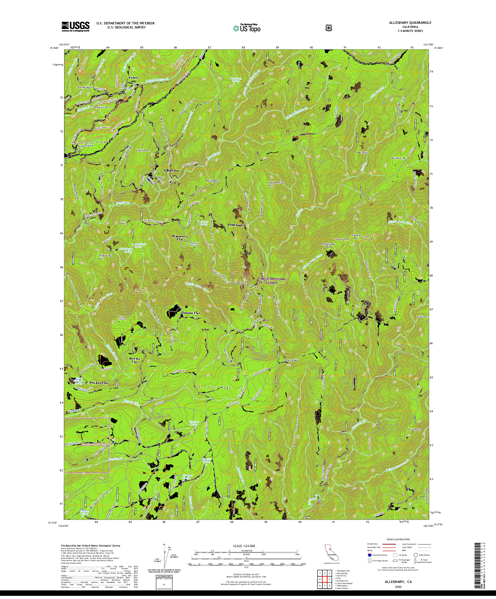 US TOPO 7.5-MINUTE MAP FOR ALLEGHANY, CA