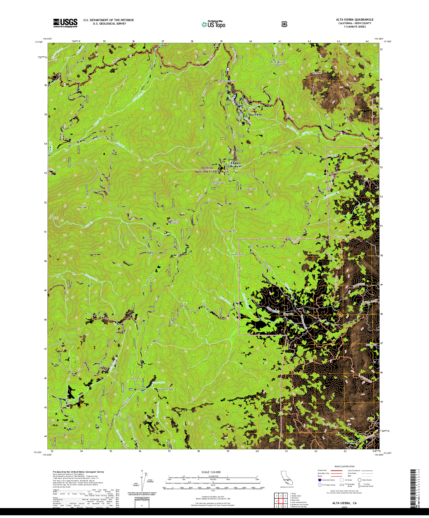 US TOPO 7.5-MINUTE MAP FOR ALTA SIERRA, CA