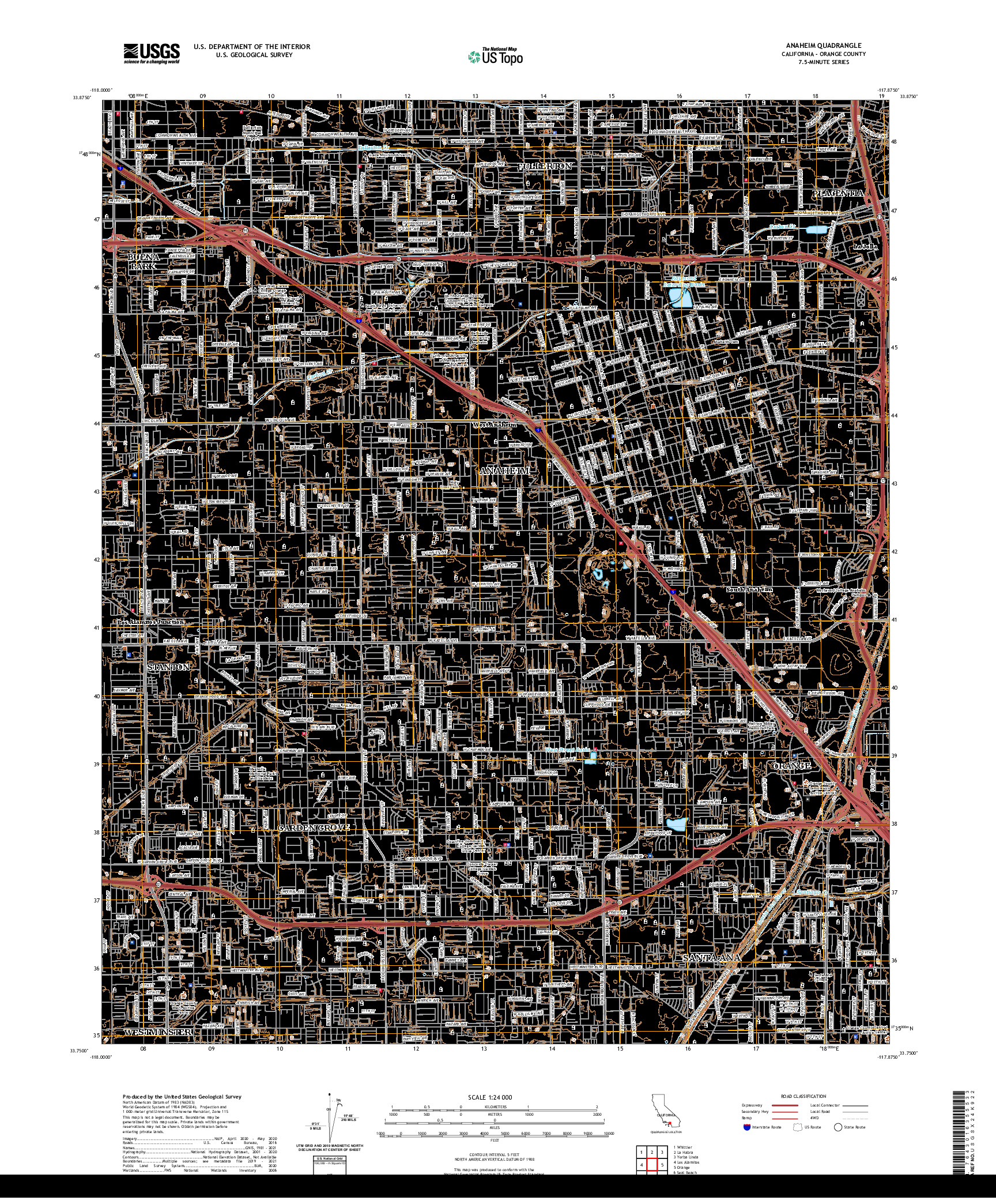 US TOPO 7.5-MINUTE MAP FOR ANAHEIM, CA