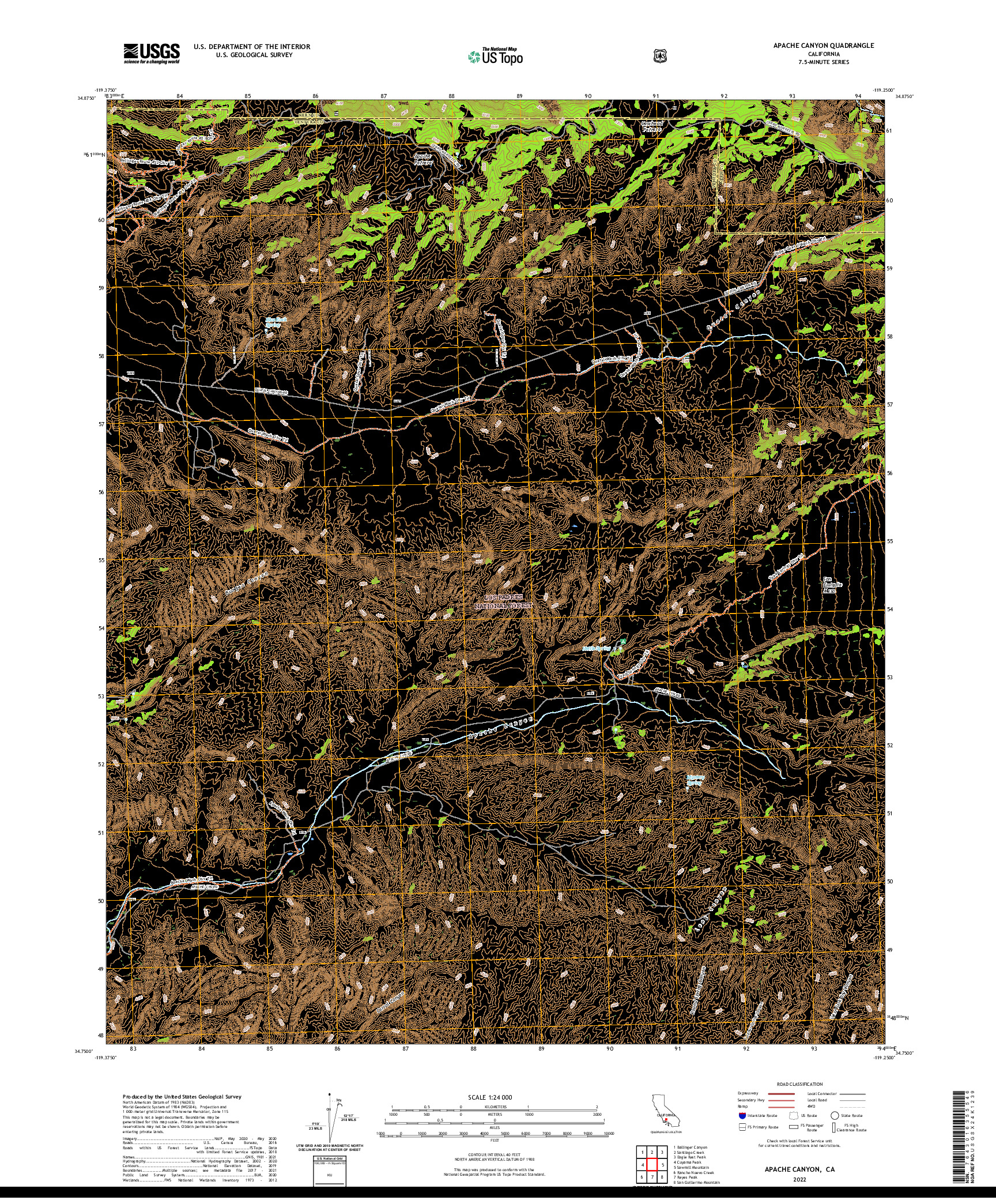 US TOPO 7.5-MINUTE MAP FOR APACHE CANYON, CA