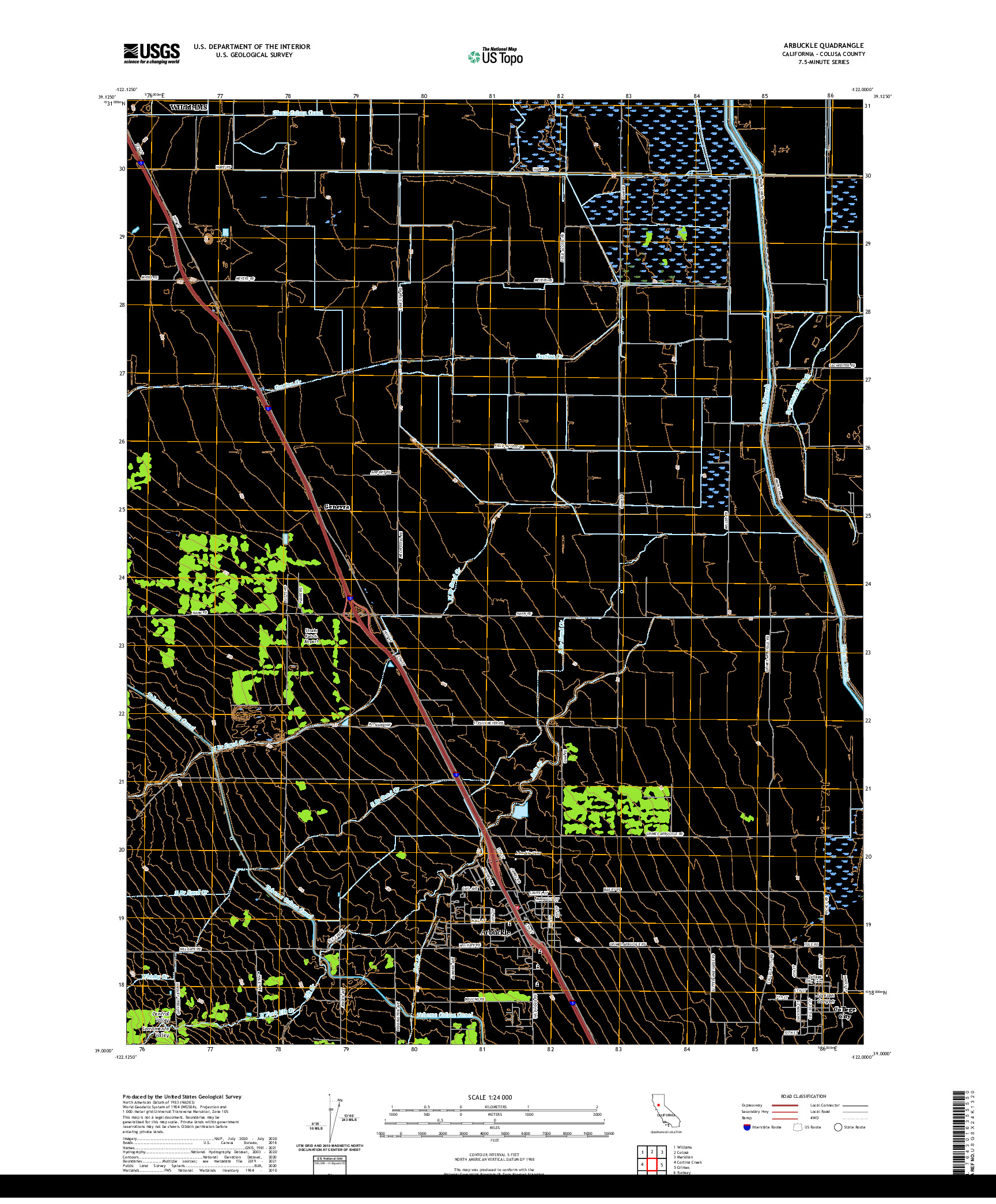 US TOPO 7.5-MINUTE MAP FOR ARBUCKLE, CA