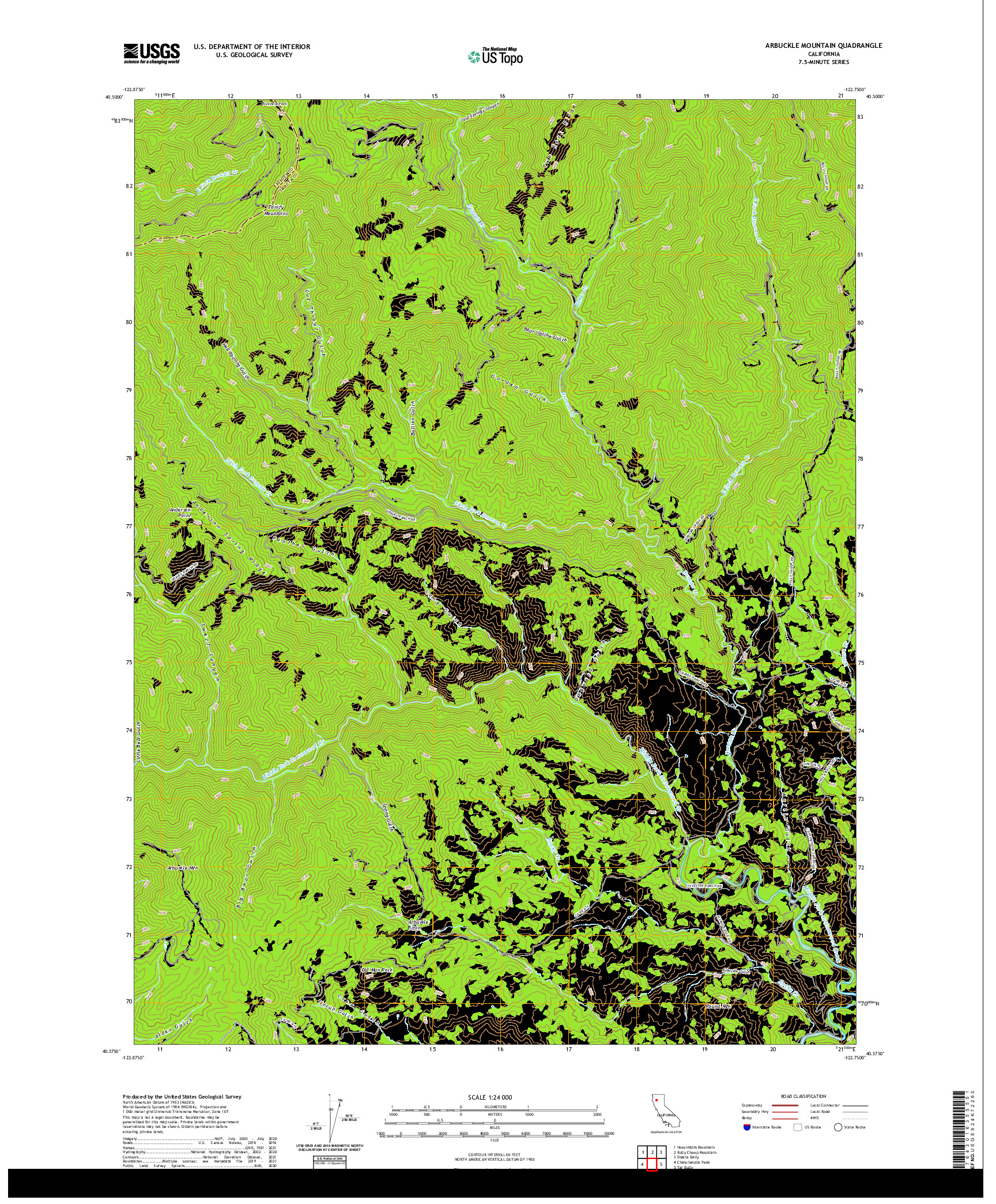 US TOPO 7.5-MINUTE MAP FOR ARBUCKLE MOUNTAIN, CA