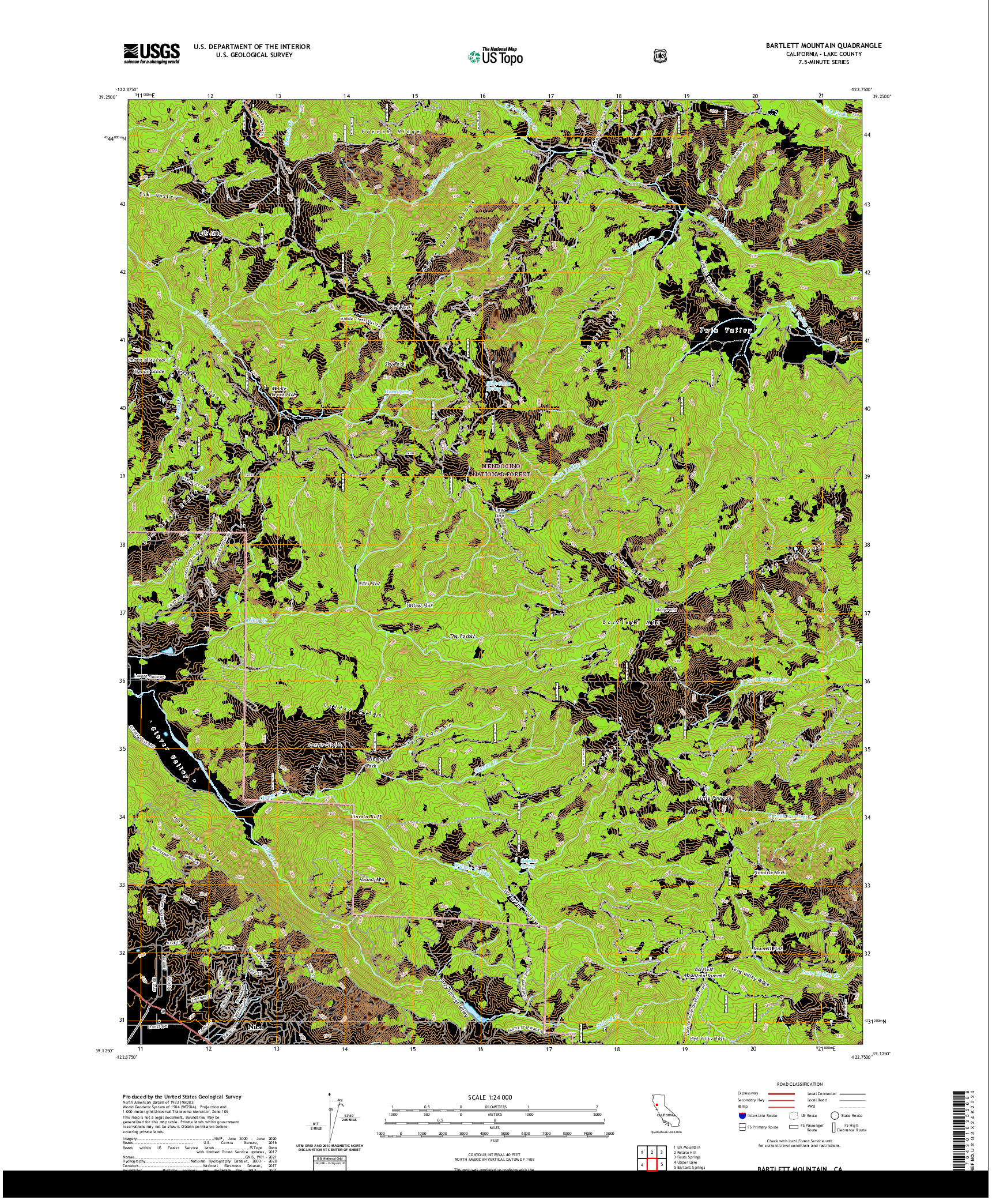 US TOPO 7.5-MINUTE MAP FOR BARTLETT MOUNTAIN, CA