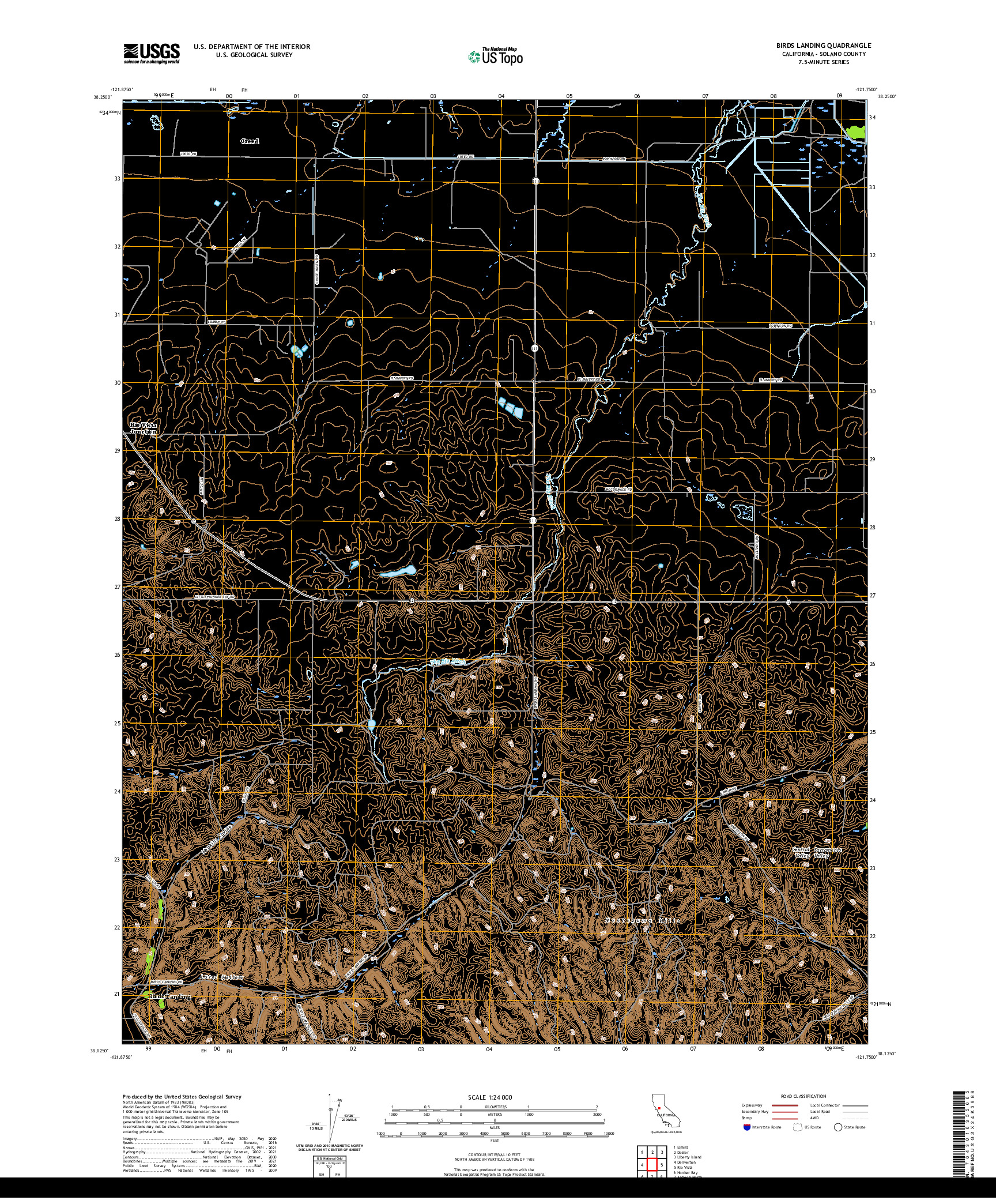 US TOPO 7.5-MINUTE MAP FOR BIRDS LANDING, CA