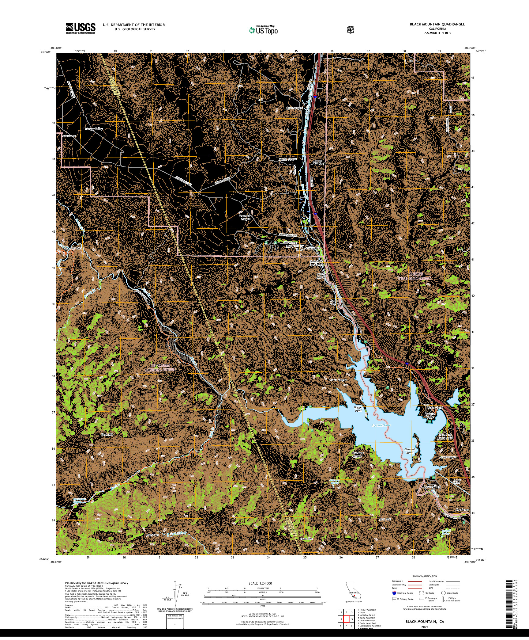 US TOPO 7.5-MINUTE MAP FOR BLACK MOUNTAIN, CA