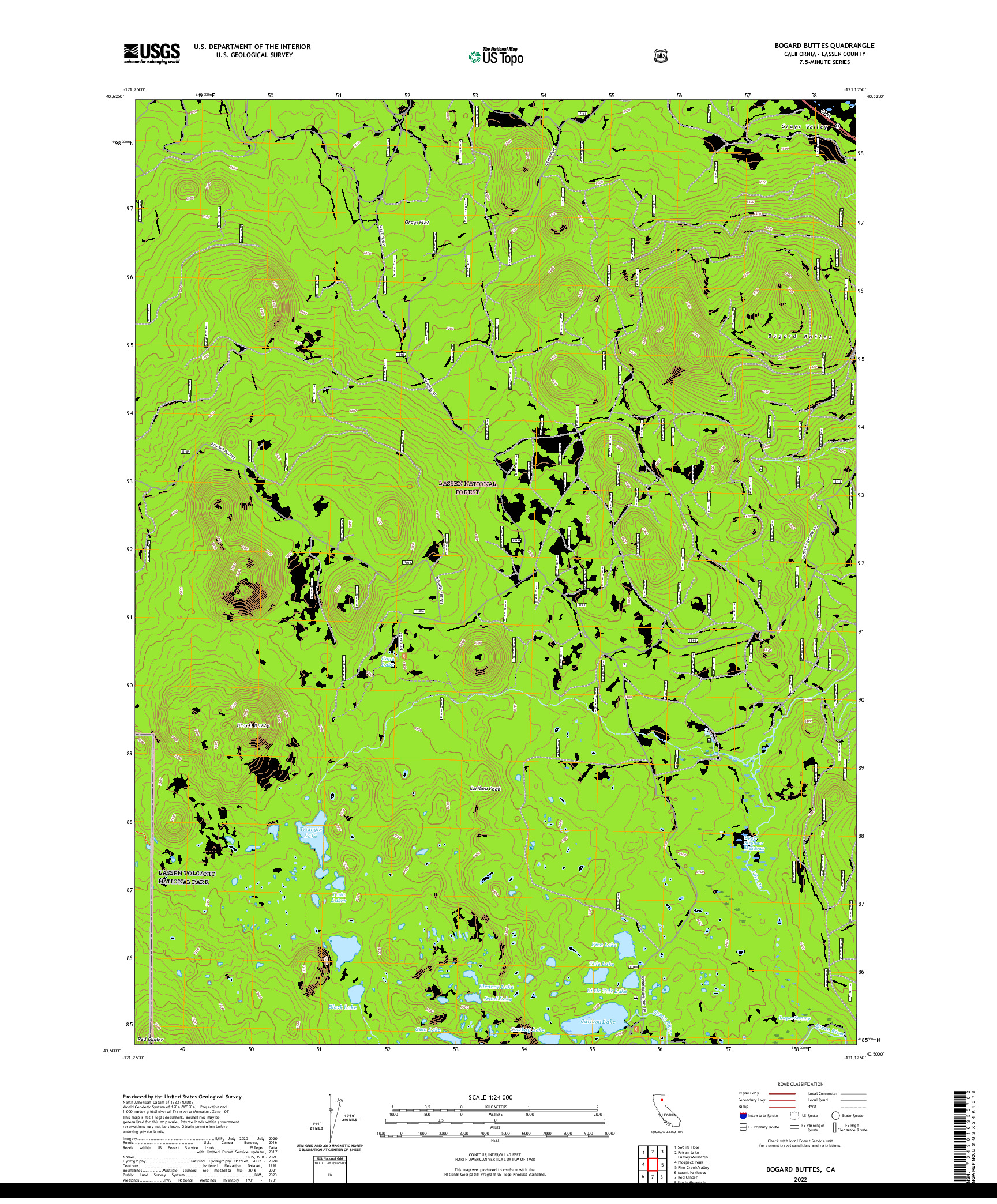 US TOPO 7.5-MINUTE MAP FOR BOGARD BUTTES, CA