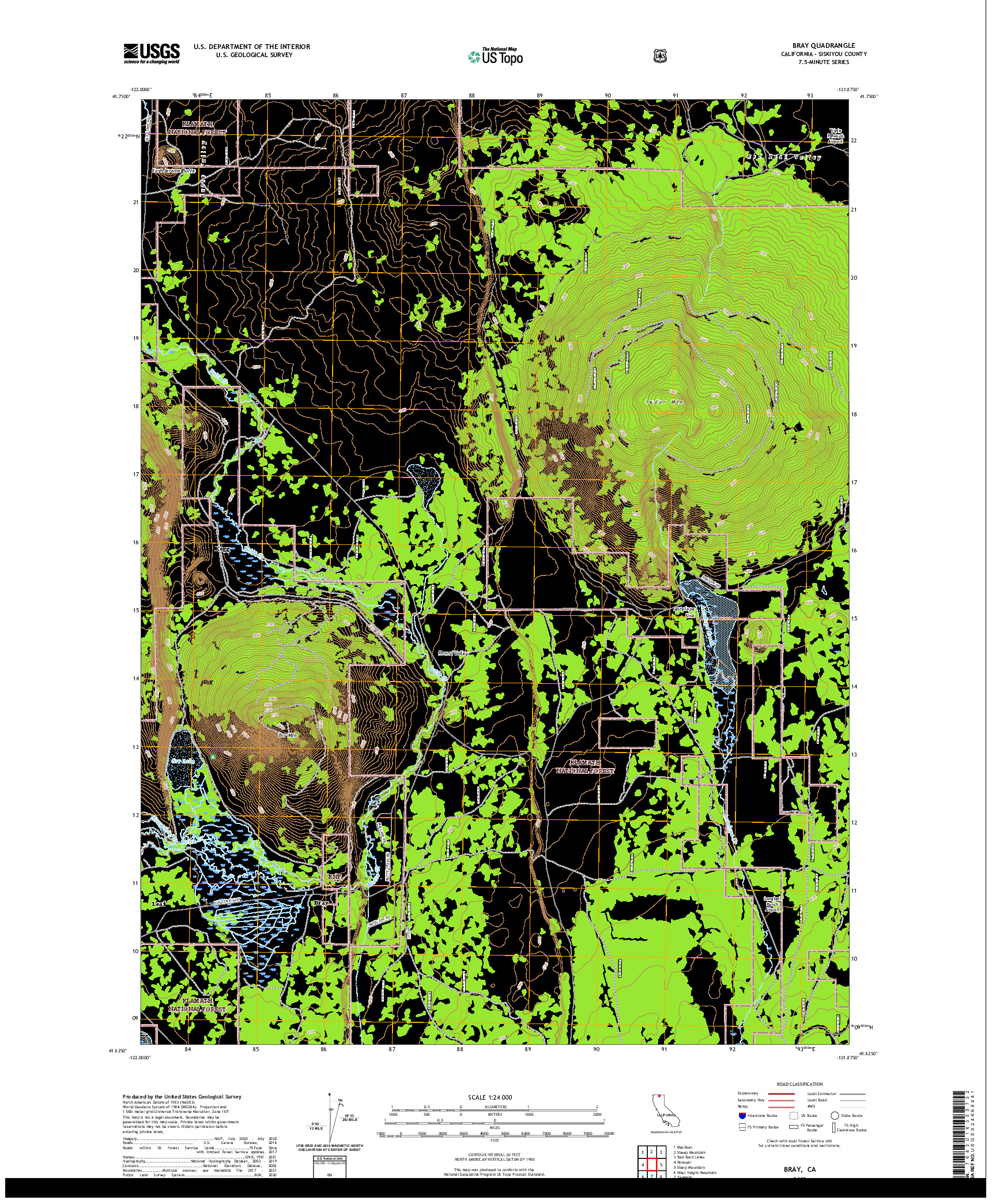 US TOPO 7.5-MINUTE MAP FOR BRAY, CA