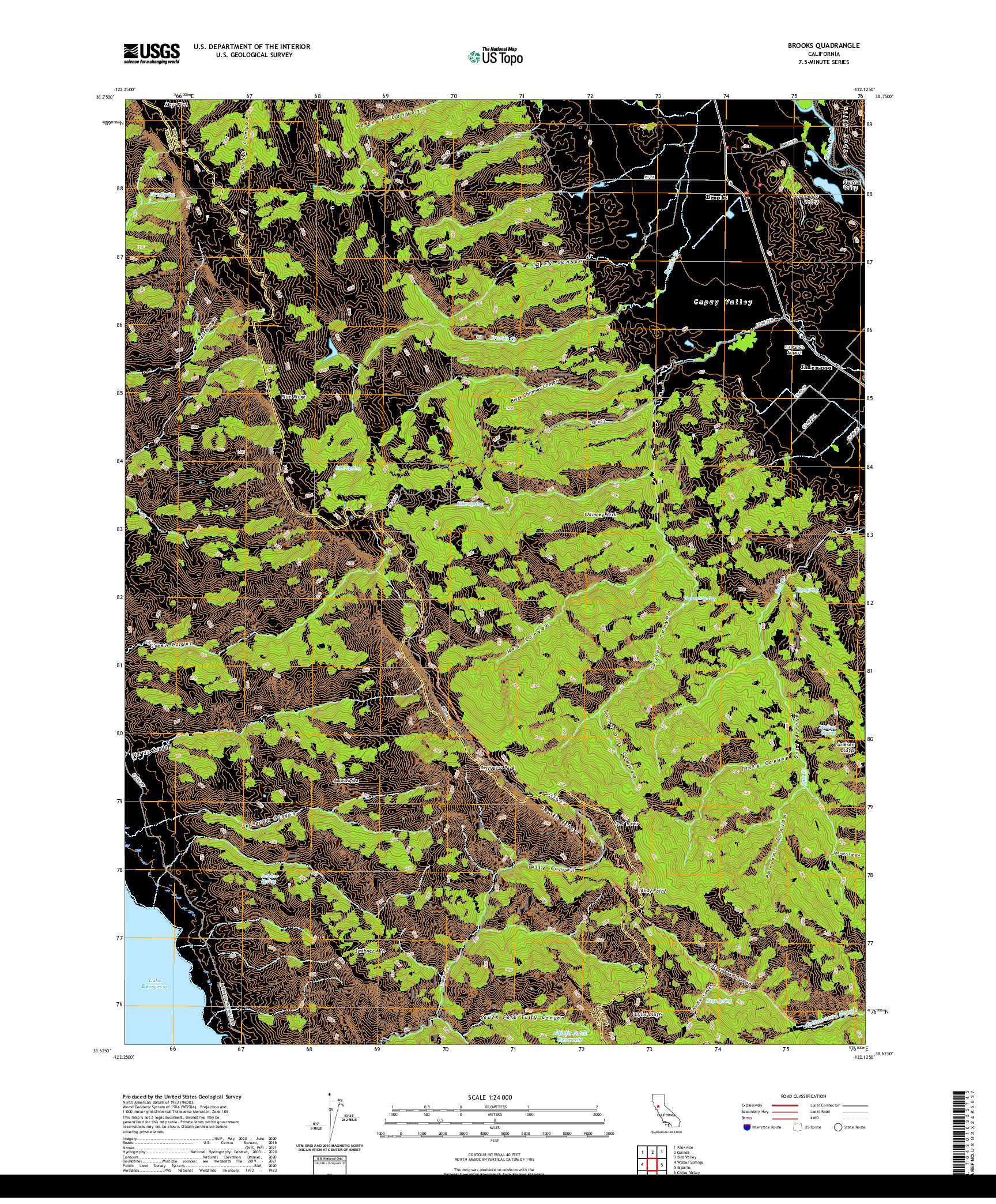 US TOPO 7.5-MINUTE MAP FOR BROOKS, CA