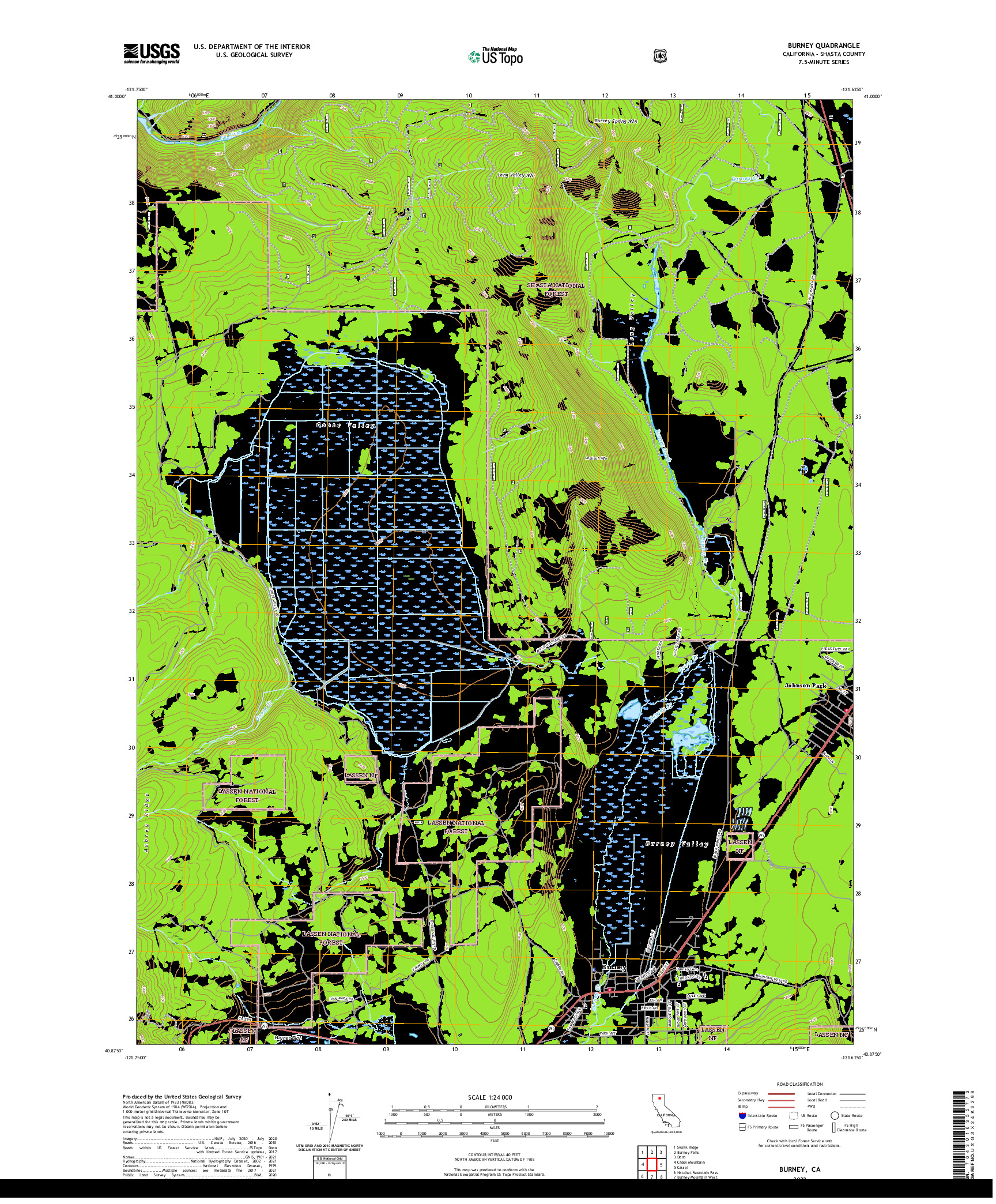 US TOPO 7.5-MINUTE MAP FOR BURNEY, CA