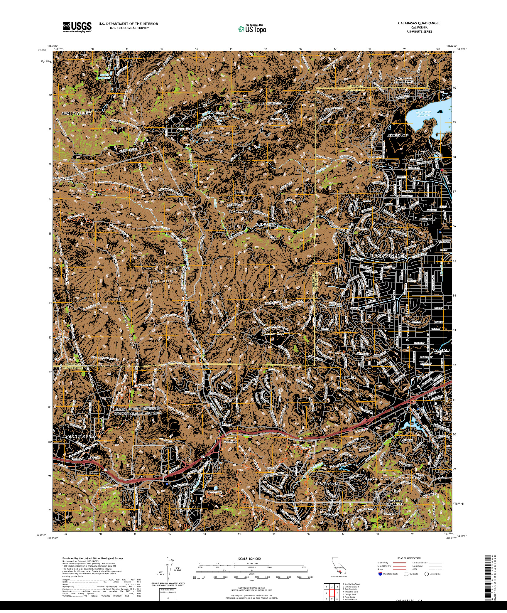 US TOPO 7.5-MINUTE MAP FOR CALABASAS, CA