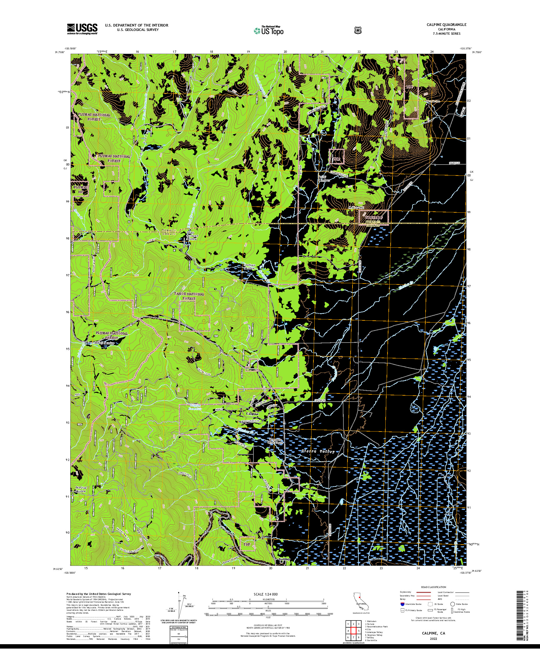 US TOPO 7.5-MINUTE MAP FOR CALPINE, CA