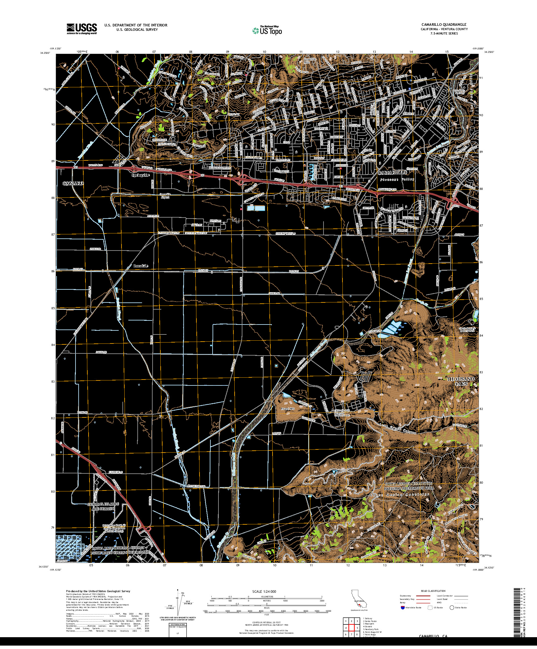 US TOPO 7.5-MINUTE MAP FOR CAMARILLO, CA