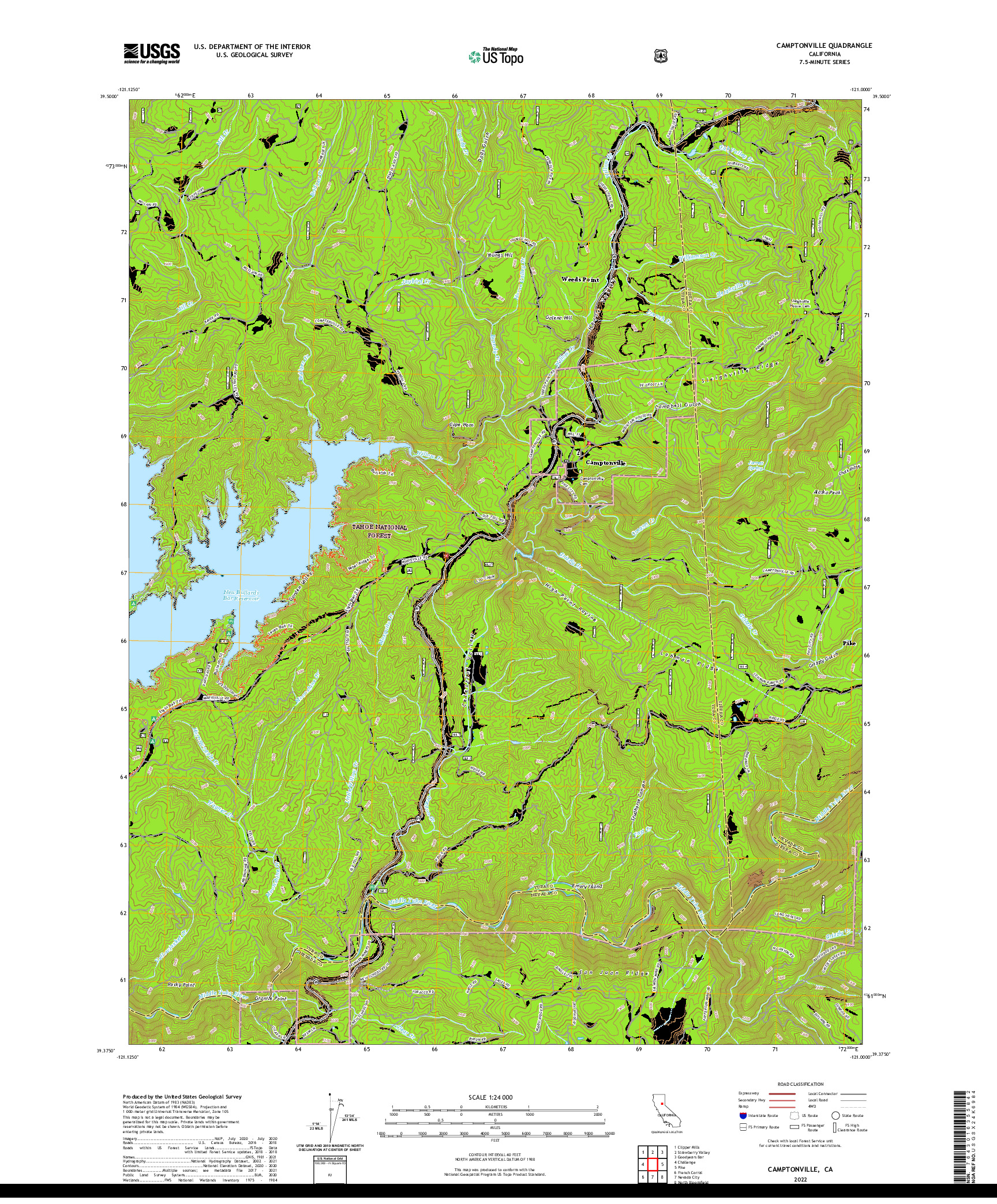 US TOPO 7.5-MINUTE MAP FOR CAMPTONVILLE, CA
