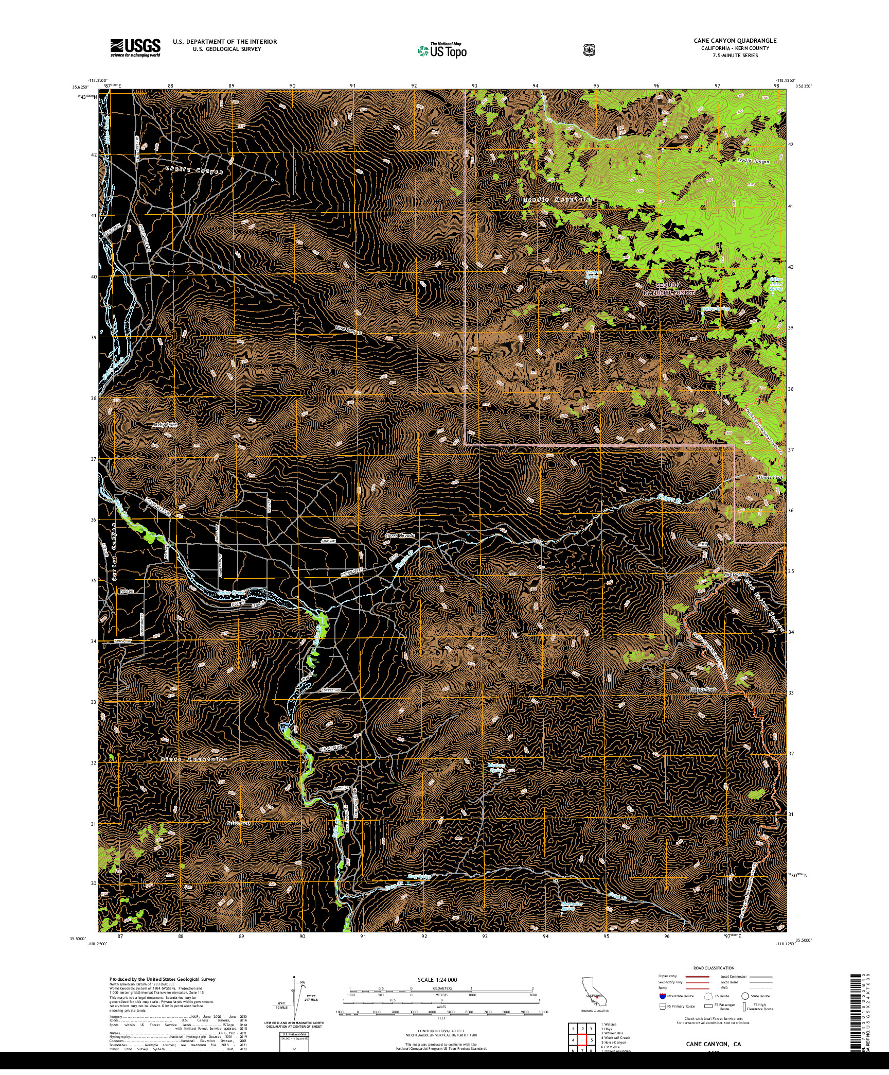 US TOPO 7.5-MINUTE MAP FOR CANE CANYON, CA