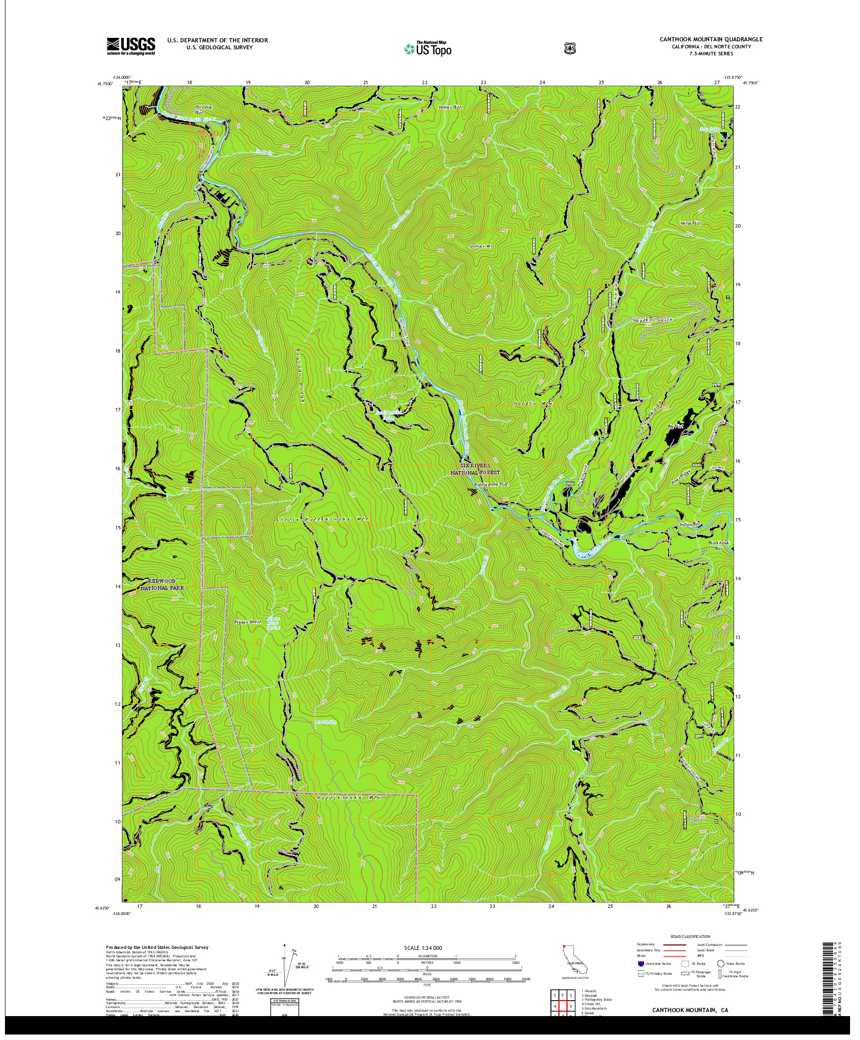 US TOPO 7.5-MINUTE MAP FOR CANTHOOK MOUNTAIN, CA