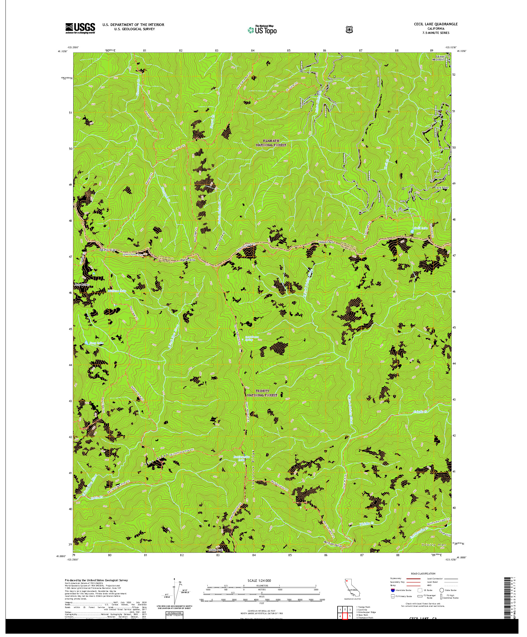 US TOPO 7.5-MINUTE MAP FOR CECIL LAKE, CA