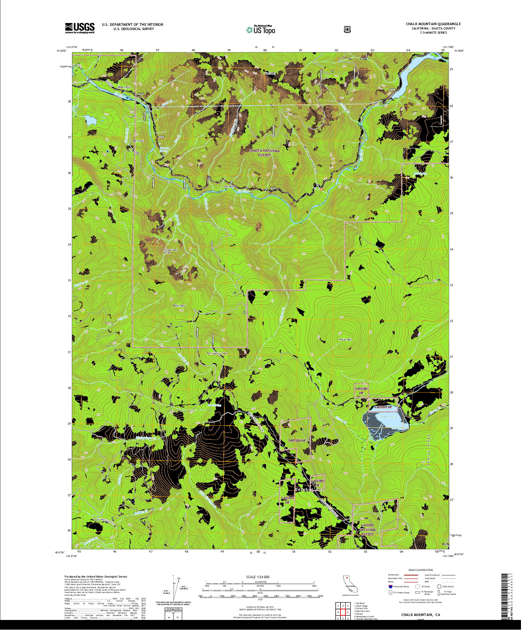 US TOPO 7.5-MINUTE MAP FOR CHALK MOUNTAIN, CA