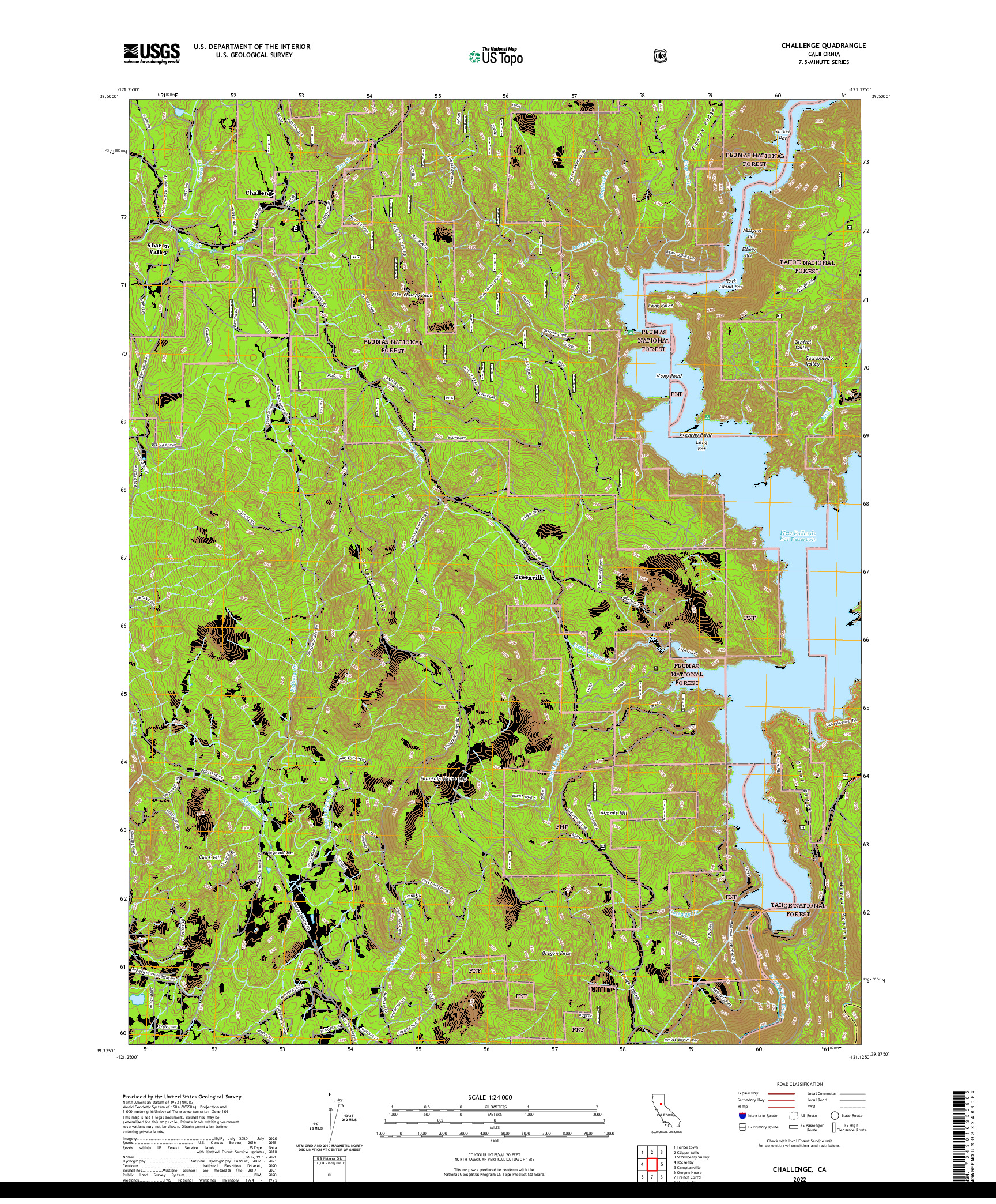 US TOPO 7.5-MINUTE MAP FOR CHALLENGE, CA