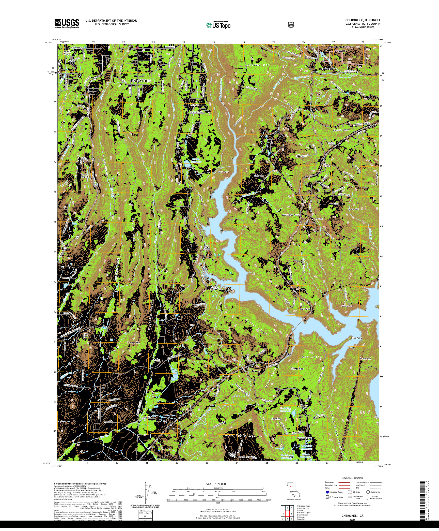 US TOPO 7.5-MINUTE MAP FOR CHEROKEE, CA