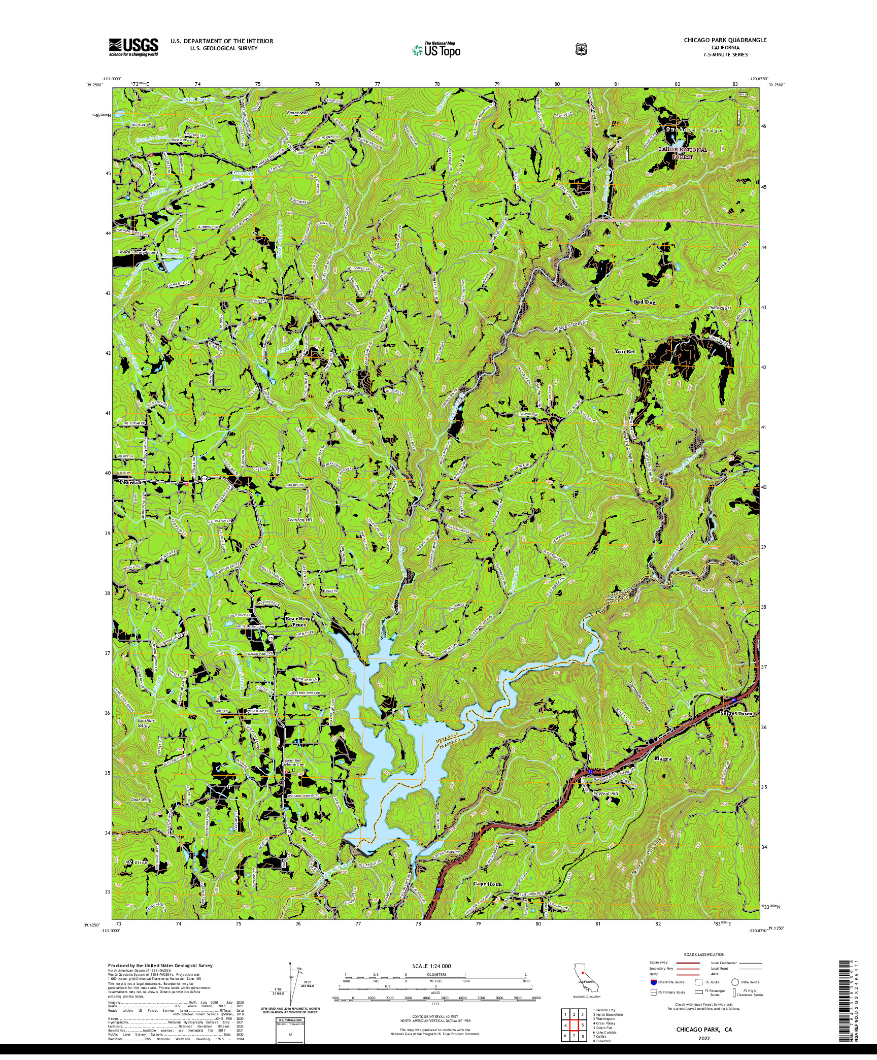 US TOPO 7.5-MINUTE MAP FOR CHICAGO PARK, CA