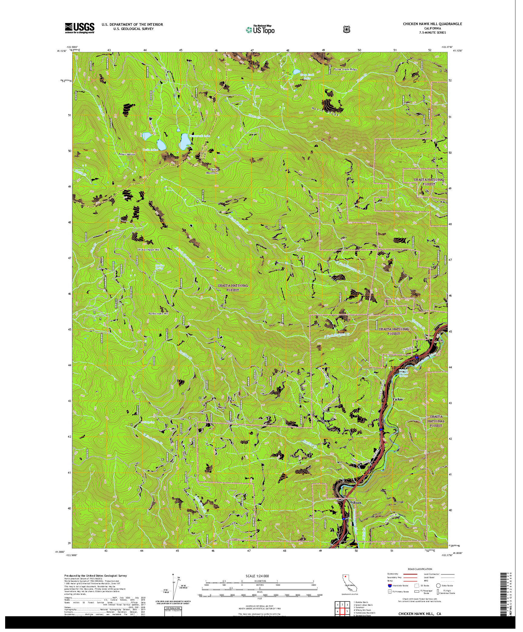 US TOPO 7.5-MINUTE MAP FOR CHICKEN HAWK HILL, CA