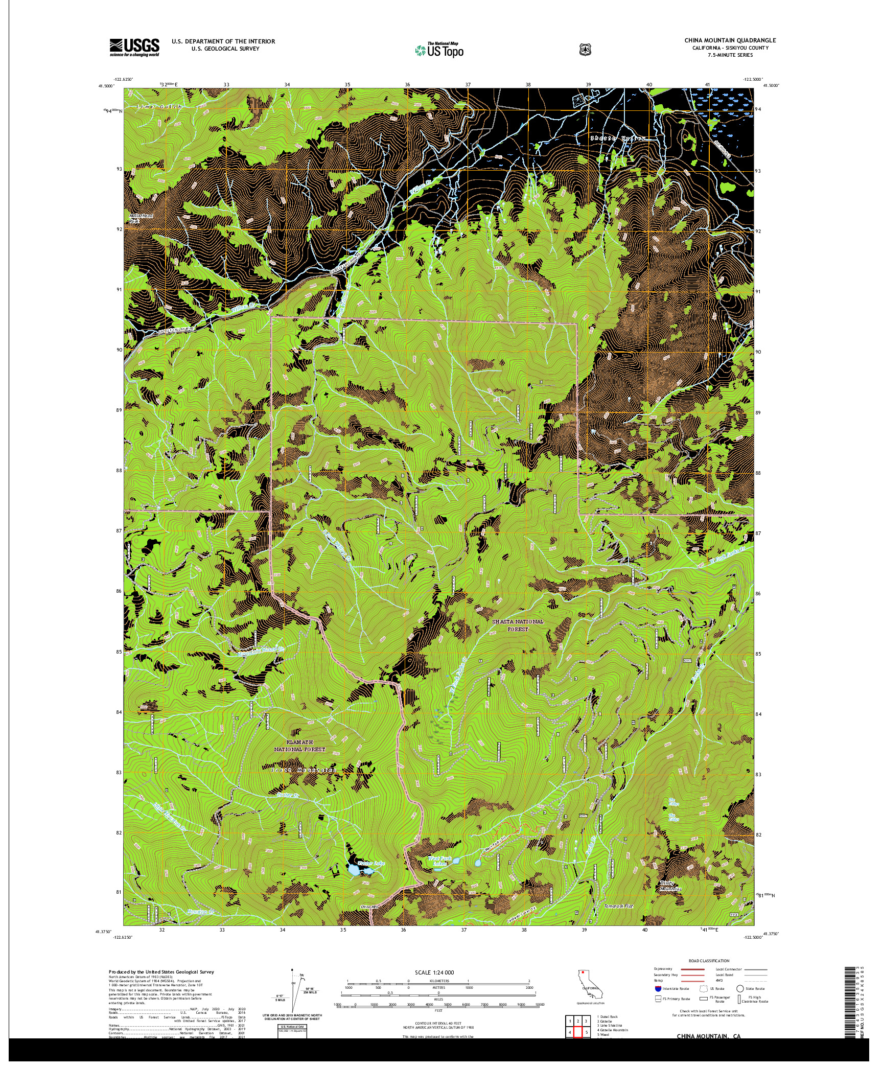 US TOPO 7.5-MINUTE MAP FOR CHINA MOUNTAIN, CA