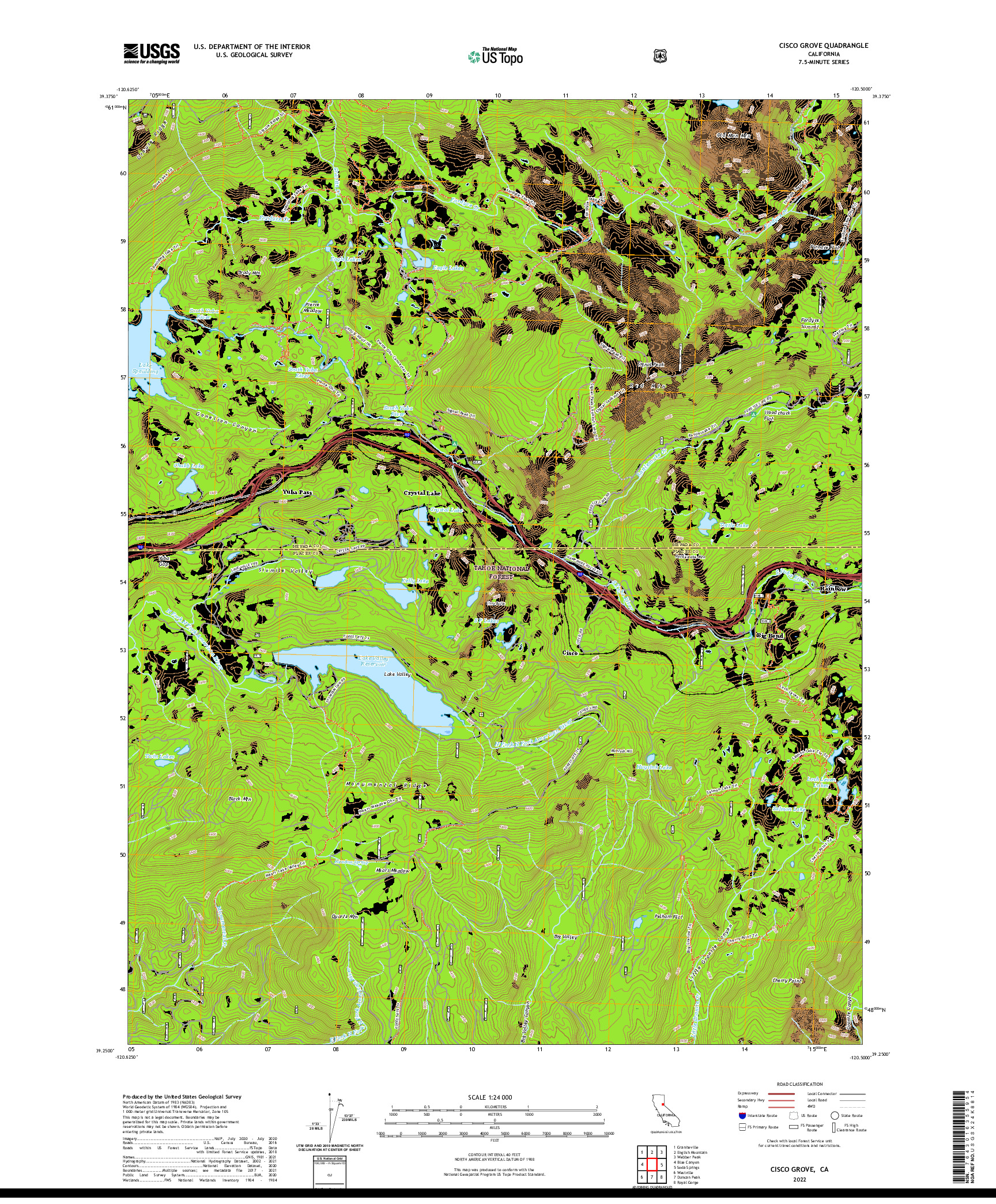 US TOPO 7.5-MINUTE MAP FOR CISCO GROVE, CA