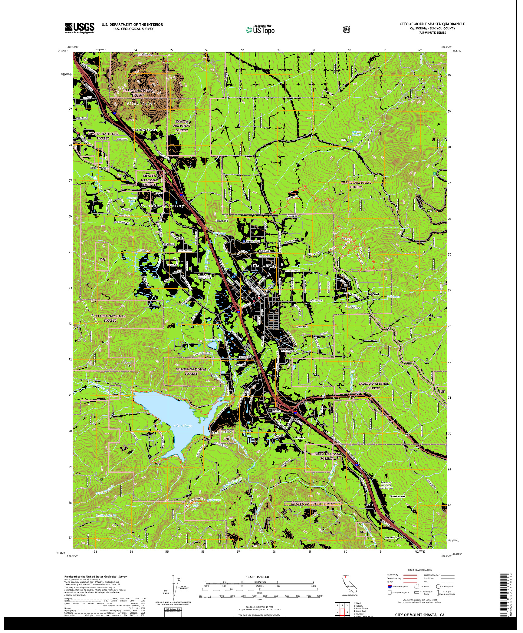 US TOPO 7.5-MINUTE MAP FOR CITY OF MOUNT SHASTA, CA