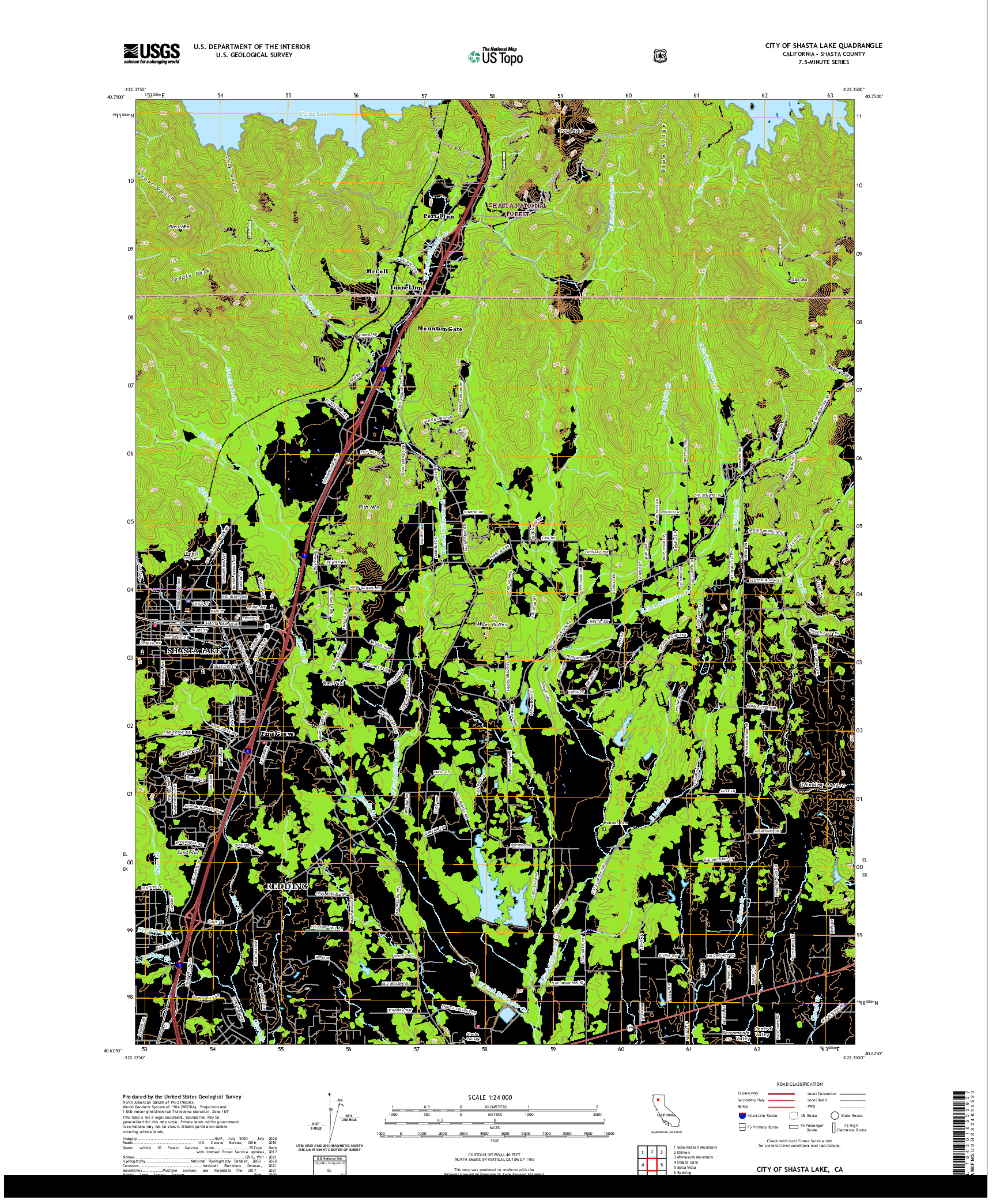 US TOPO 7.5-MINUTE MAP FOR CITY OF SHASTA LAKE, CA