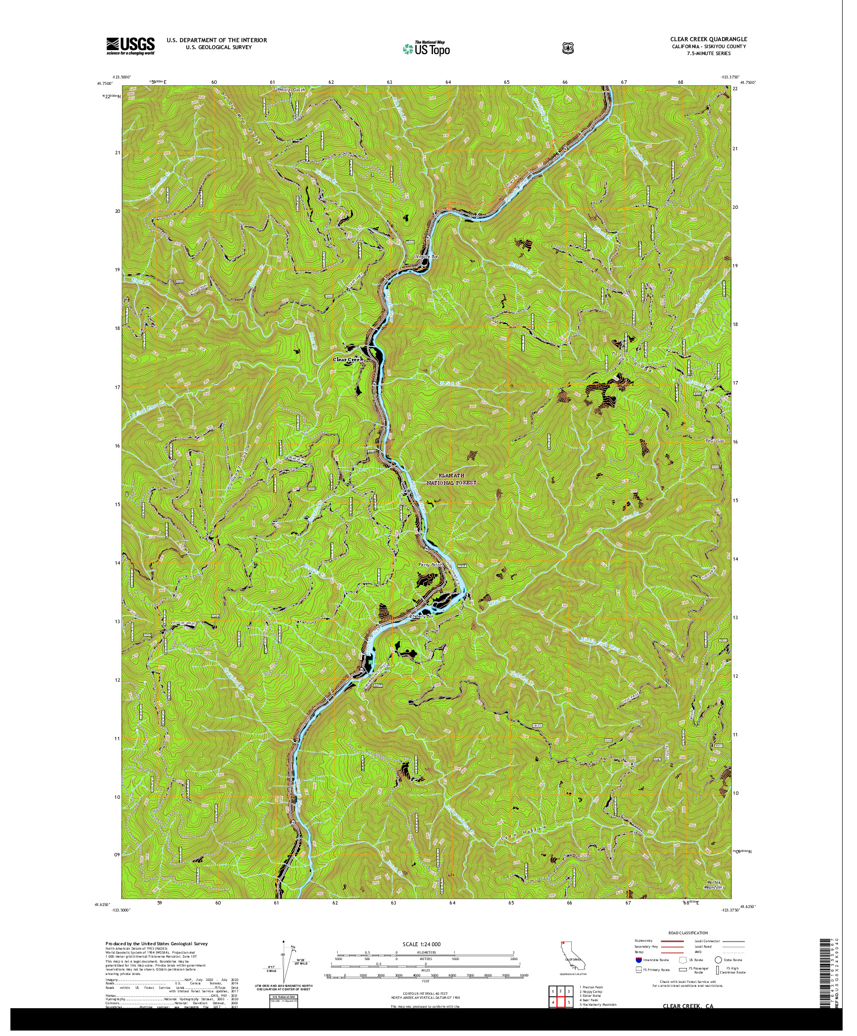 US TOPO 7.5-MINUTE MAP FOR CLEAR CREEK, CA