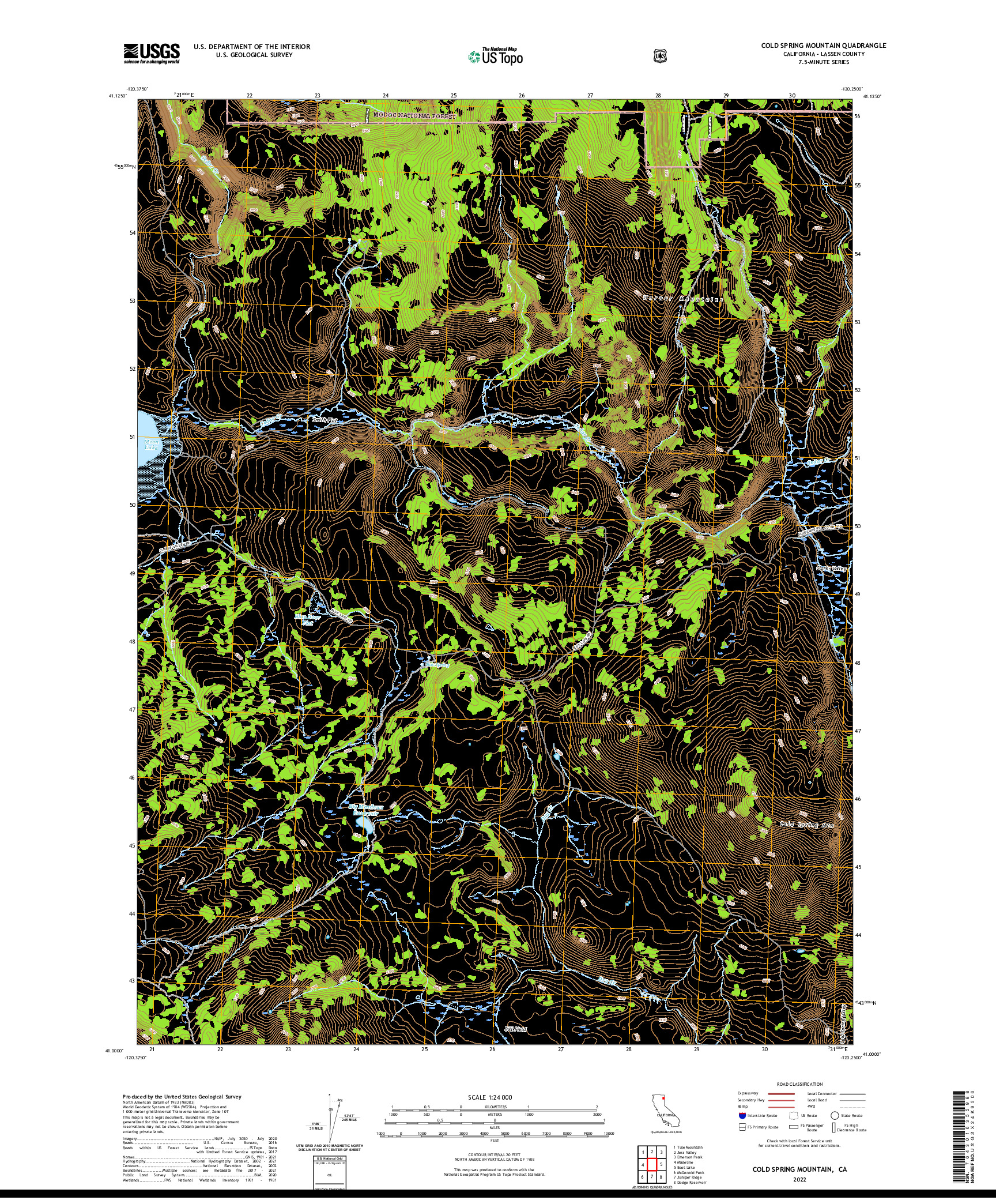 US TOPO 7.5-MINUTE MAP FOR COLD SPRING MOUNTAIN, CA