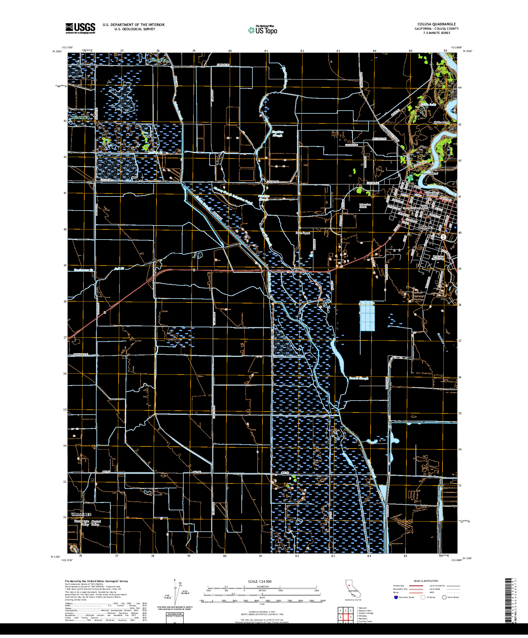 US TOPO 7.5-MINUTE MAP FOR COLUSA, CA