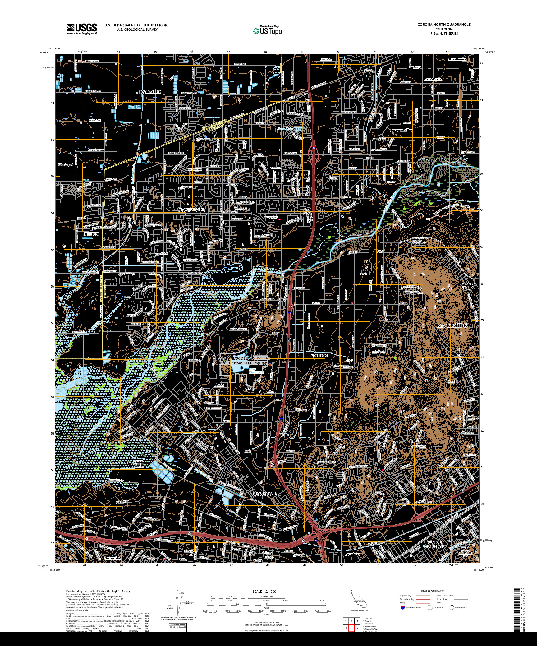 US TOPO 7.5-MINUTE MAP FOR CORONA NORTH, CA