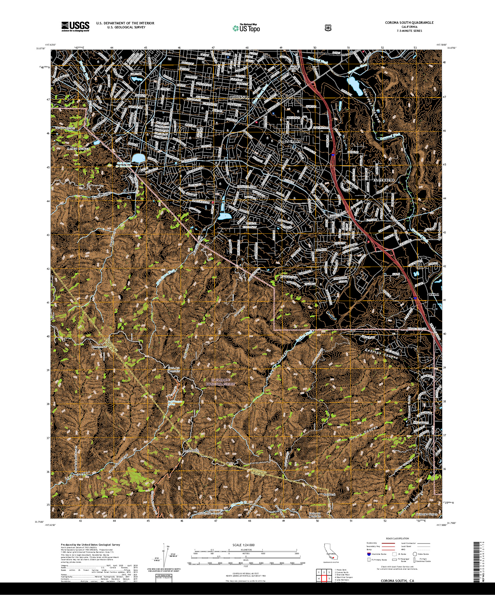 US TOPO 7.5-MINUTE MAP FOR CORONA SOUTH, CA