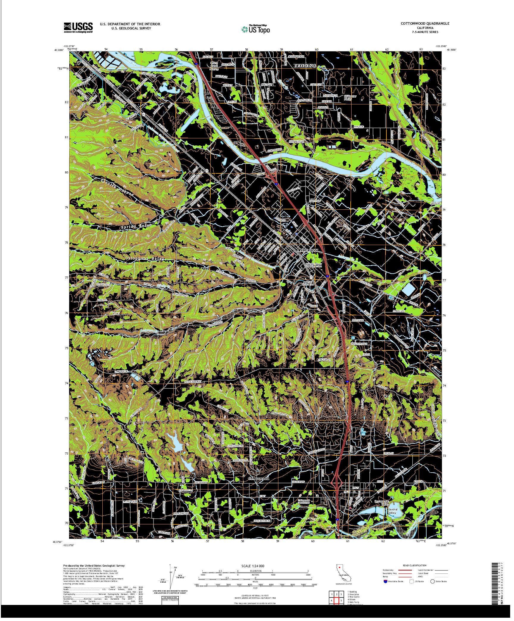 US TOPO 7.5-MINUTE MAP FOR COTTONWOOD, CA