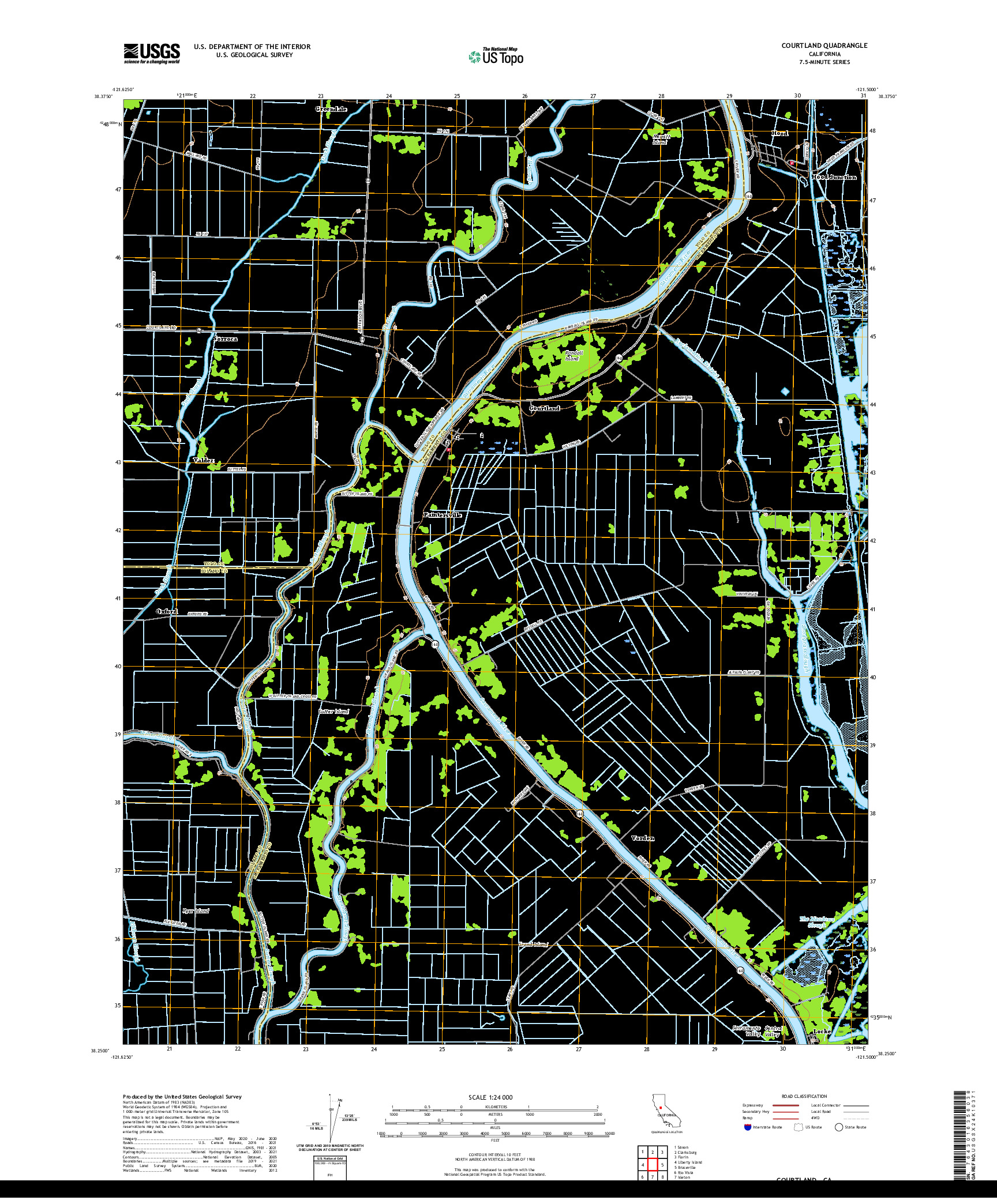 US TOPO 7.5-MINUTE MAP FOR COURTLAND, CA