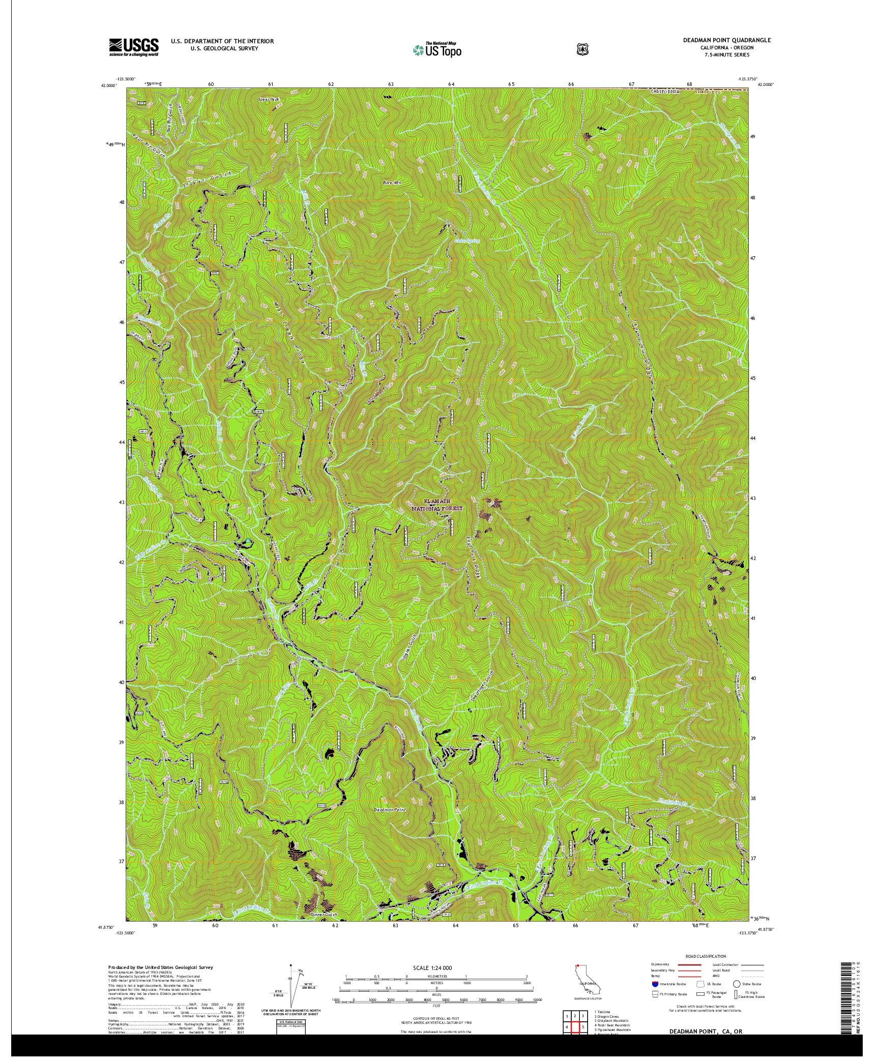 US TOPO 7.5-MINUTE MAP FOR DEADMAN POINT, CA,OR