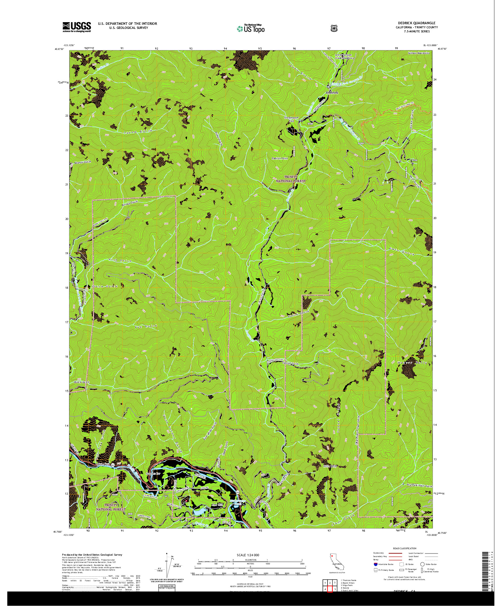 US TOPO 7.5-MINUTE MAP FOR DEDRICK, CA